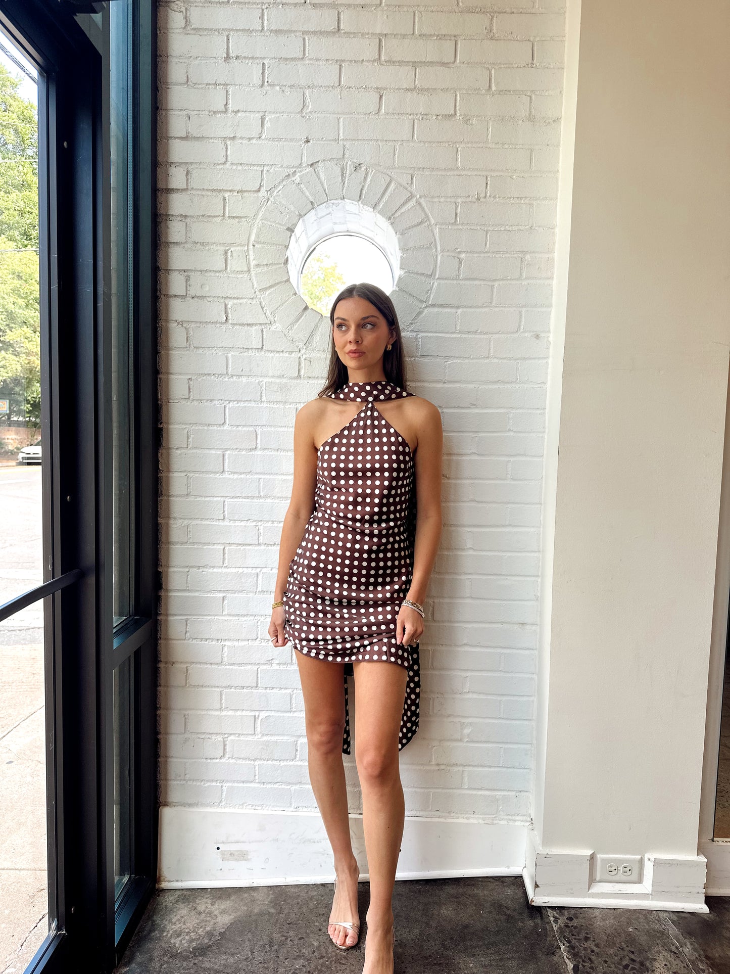 POLKA DOT SCARF MINI DRESS