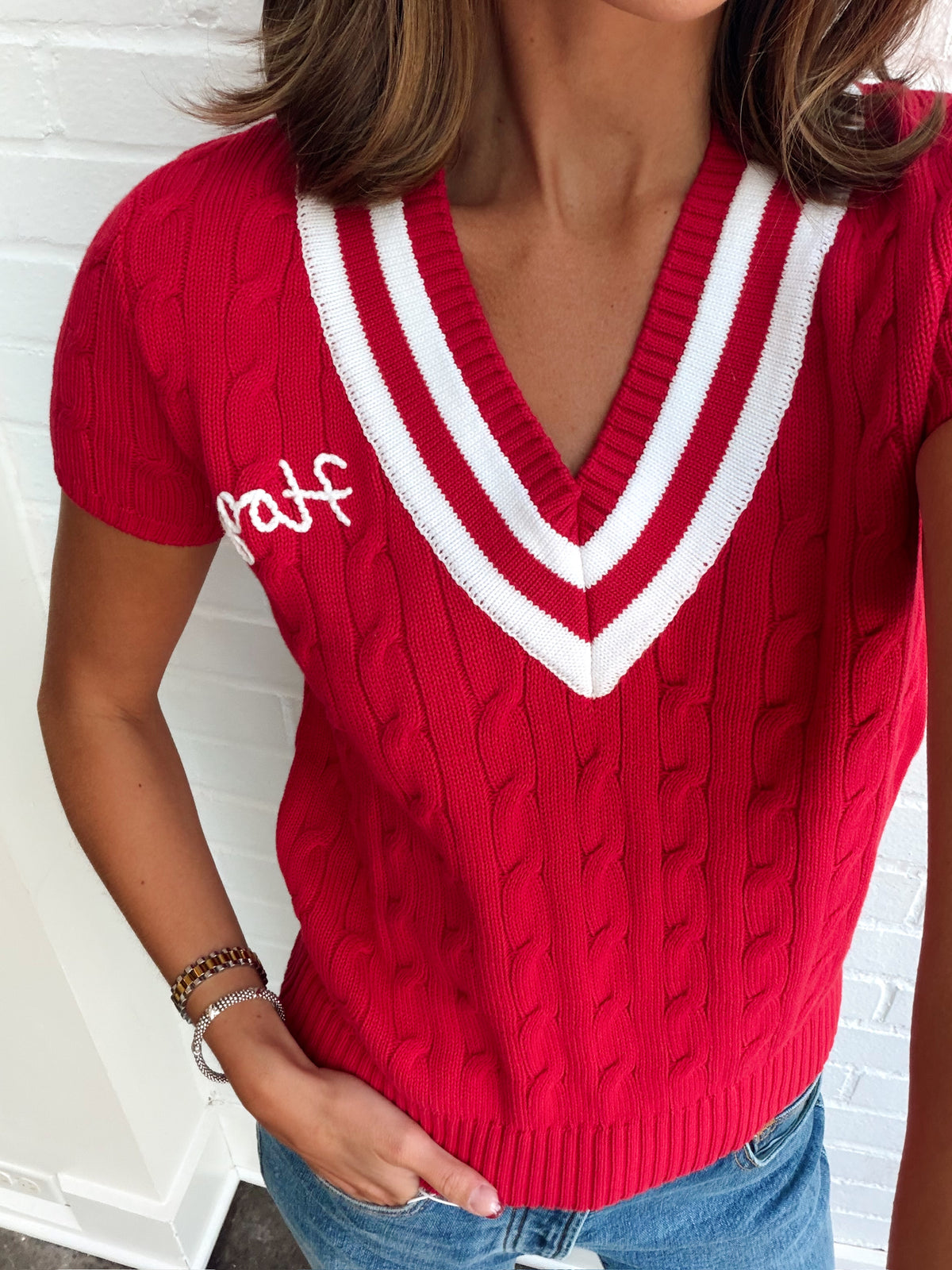 CABLE KNIT "HOGS" SWEATER VEST