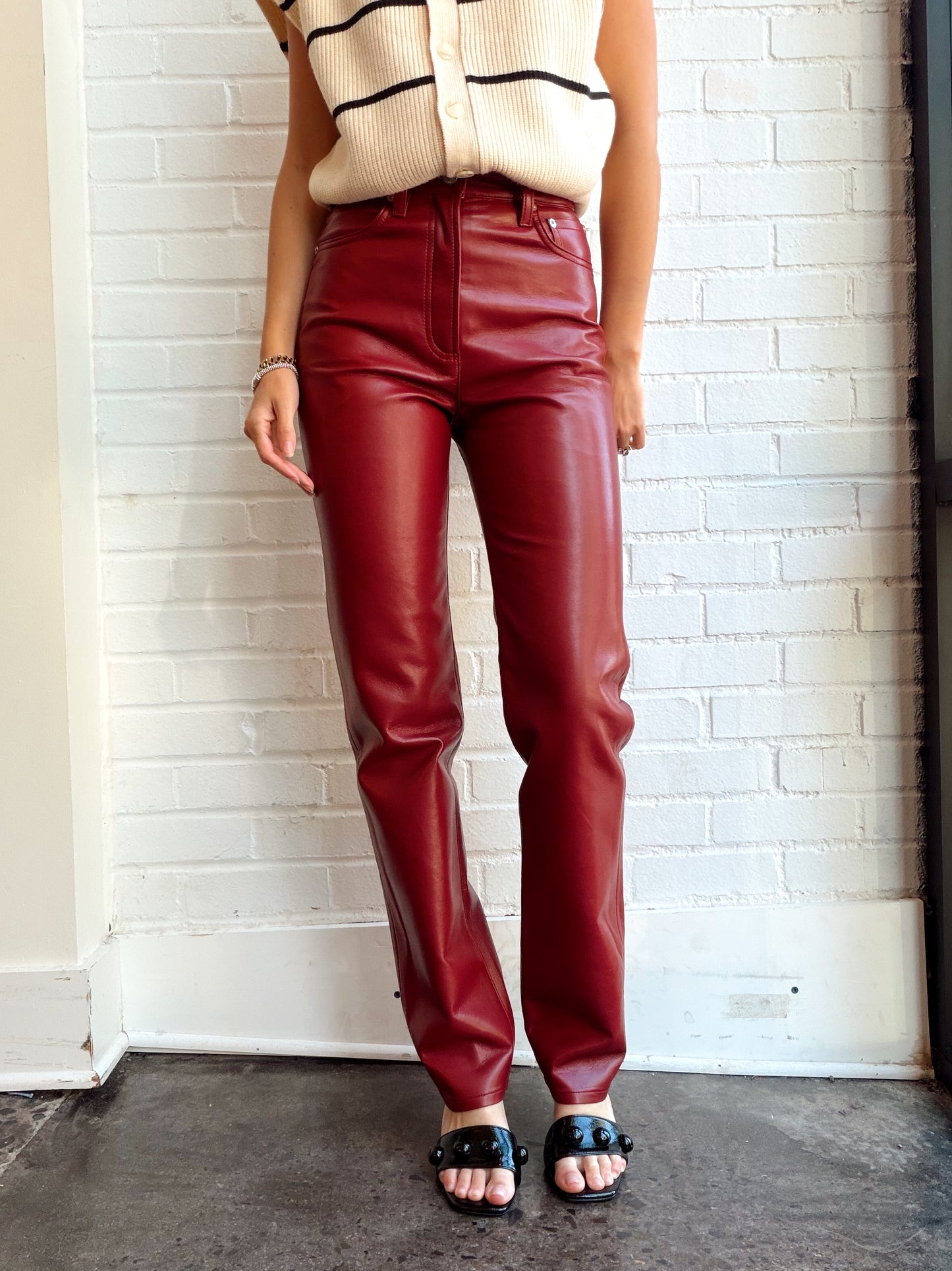 90s PINCH WAIST LONG IN LEATHER