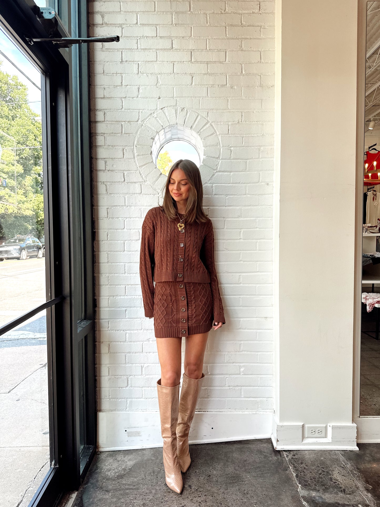 CABLE KNIT MINI SKIRT