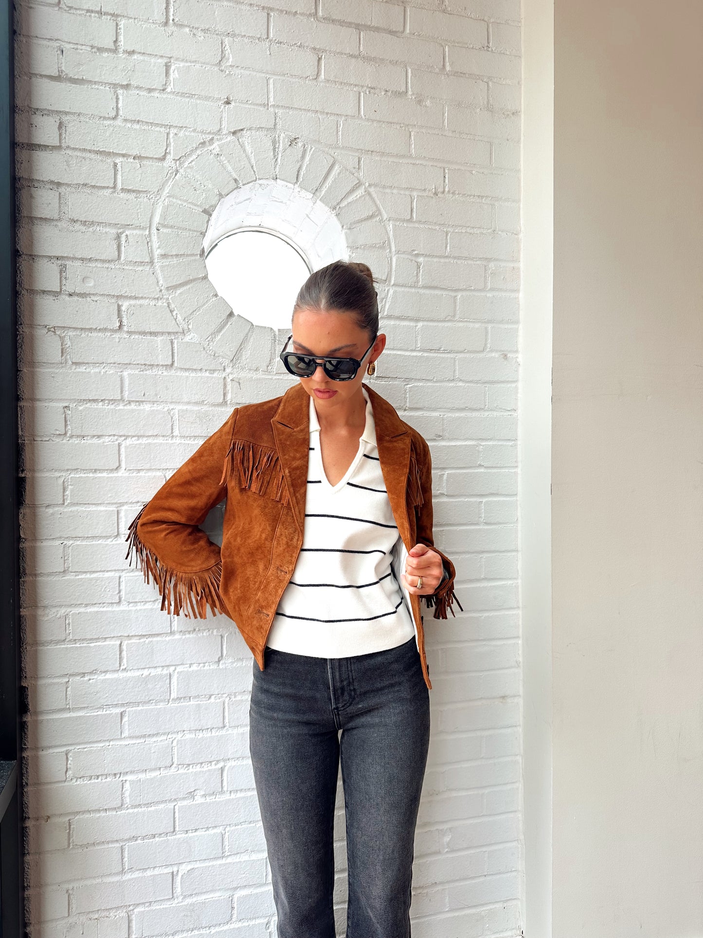 ATLAS GENUINE SUEDE FRINGE BLAZER