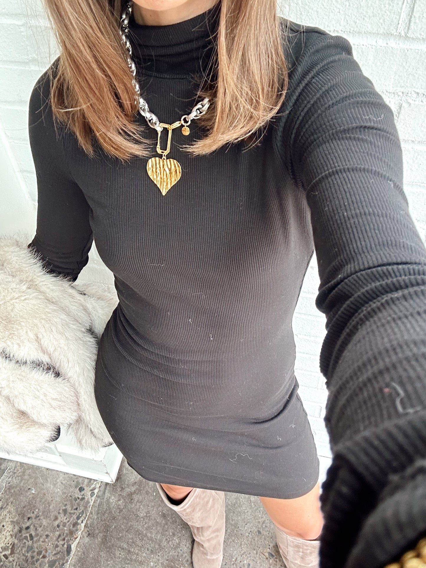 TURTLE NECK L/S MINI DRESS