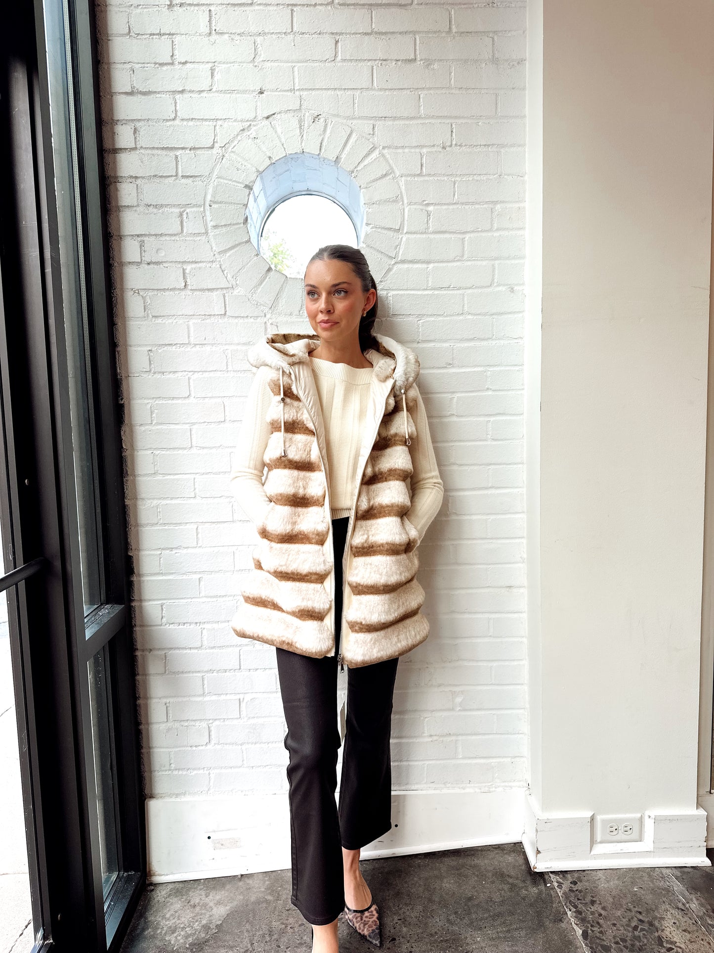 LONG RIBBED FUR VEST