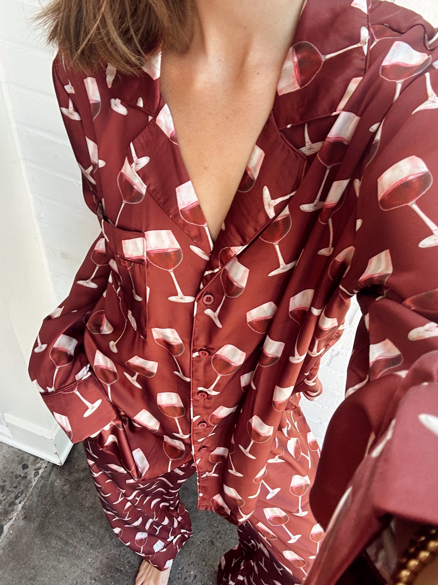 CLASSIC PJ SET- WINE SILKY