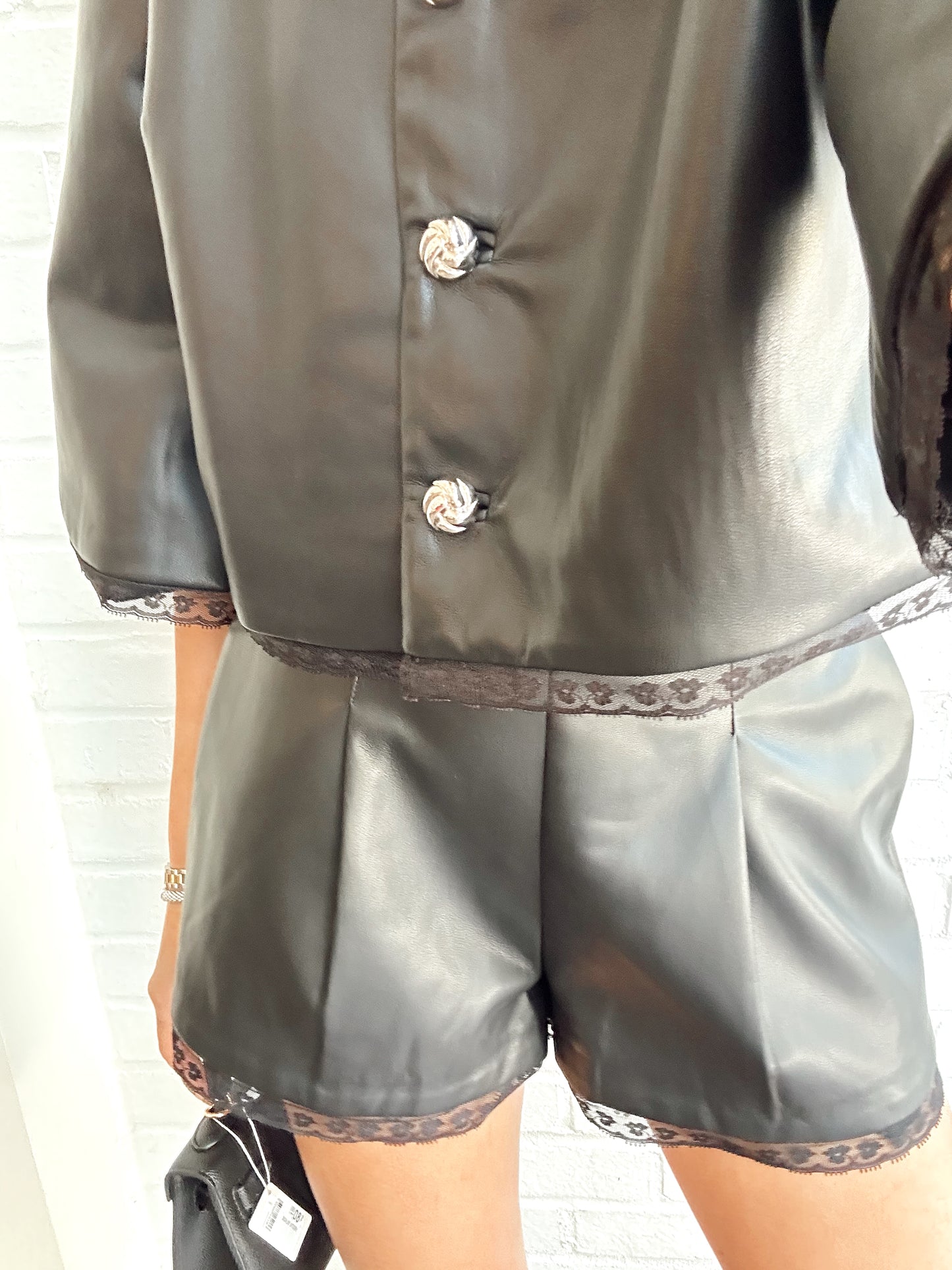 FAUX LEATHER LACE SHORTS