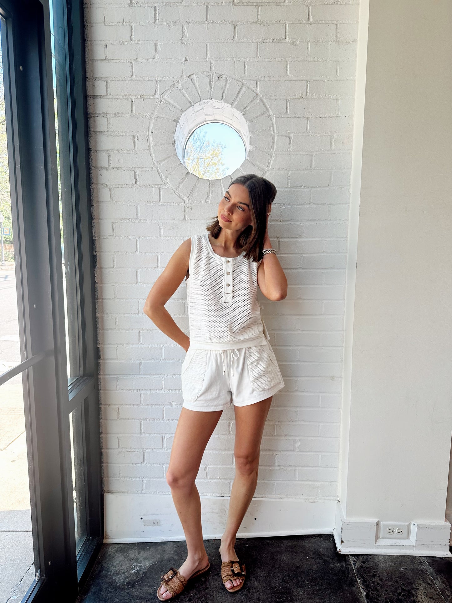 JERSEY KNIT W/ OPEN CROCHET SHORTS