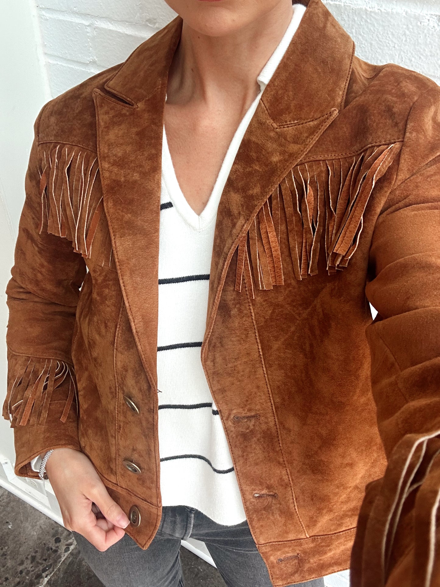 ATLAS GENUINE SUEDE FRINGE BLAZER