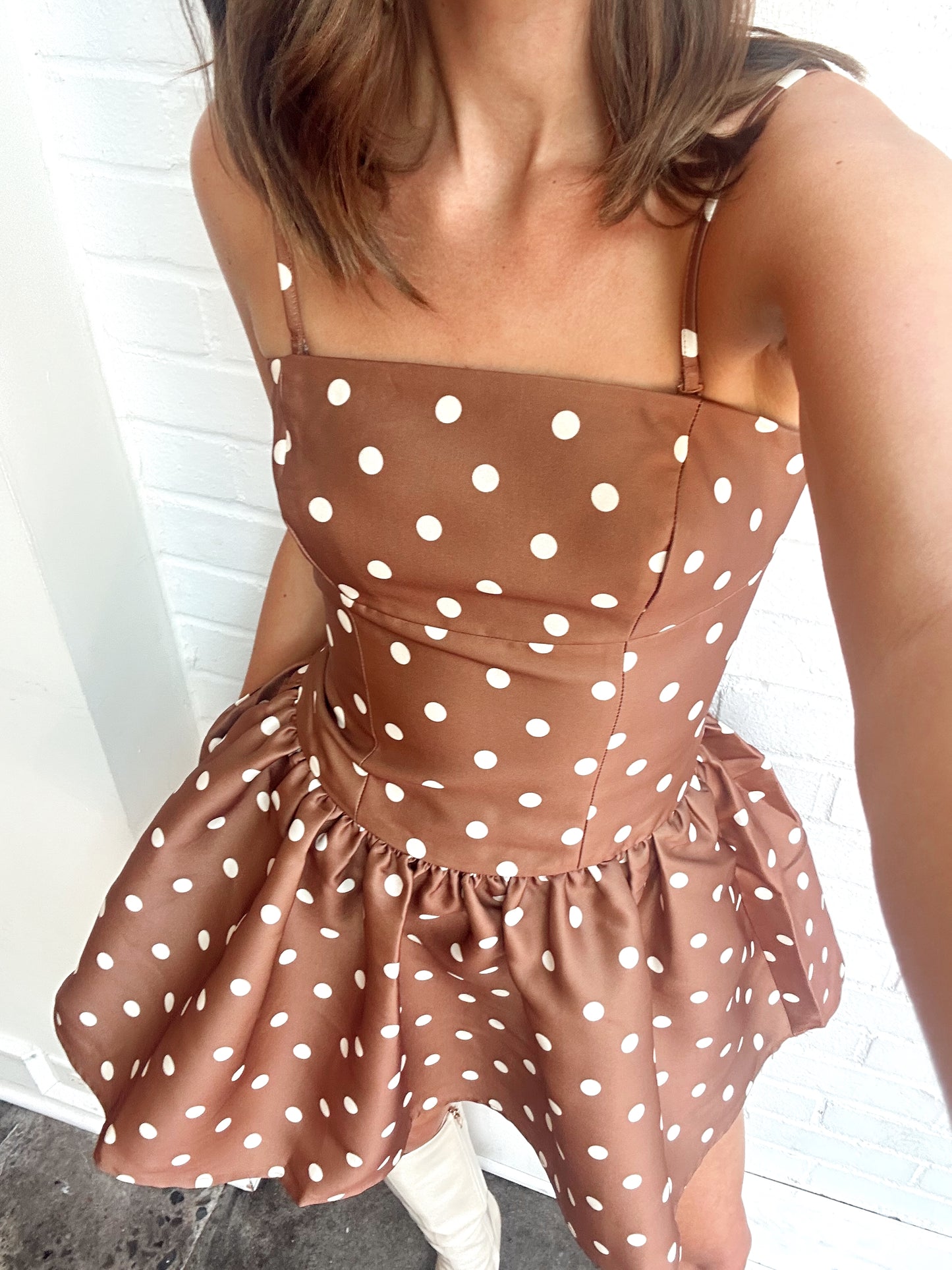 STRUCTURED TAFFETA POLKA DOT DRESS