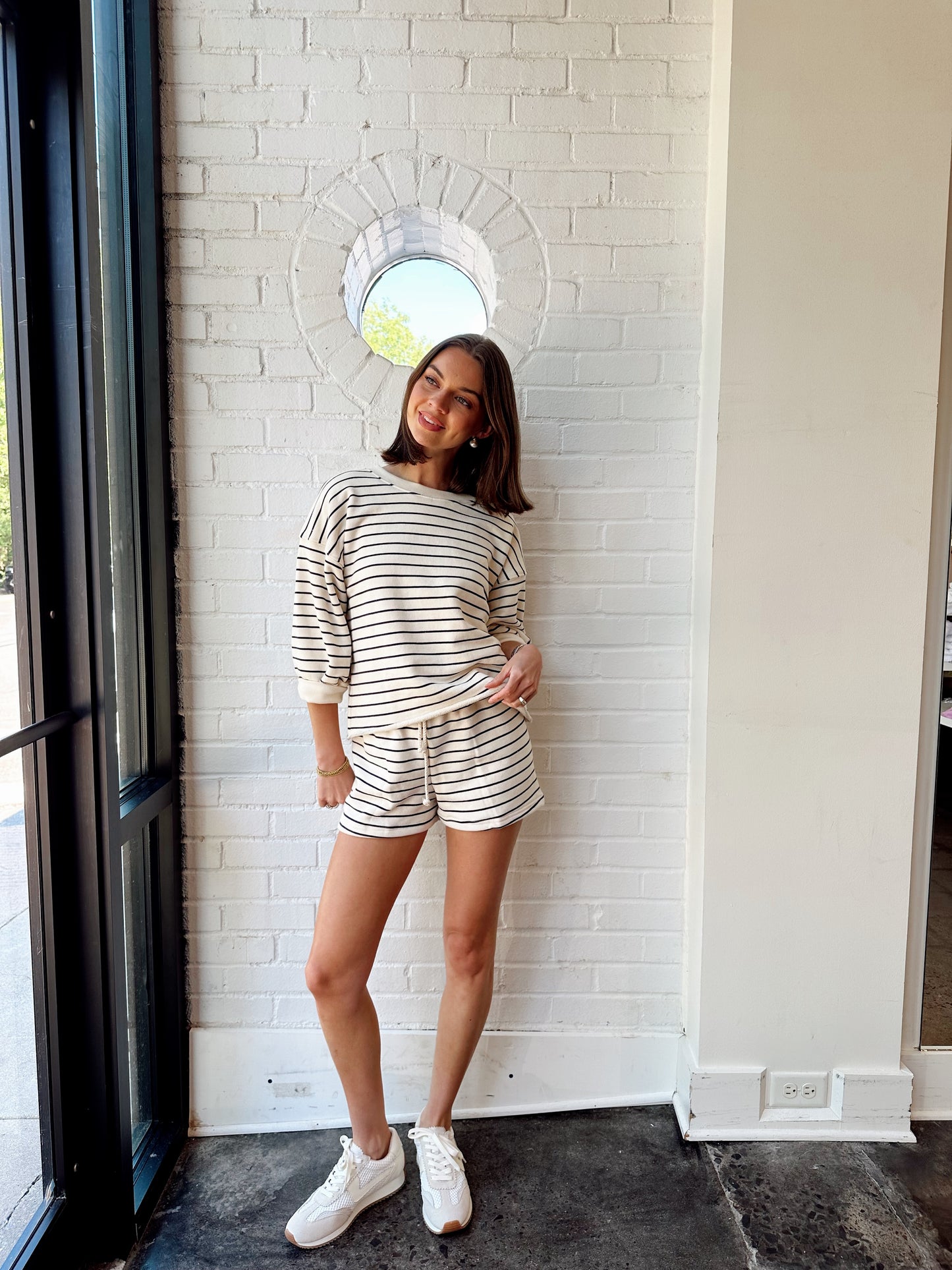 NIALL STRIPE TERRY OVERSIZED CREW