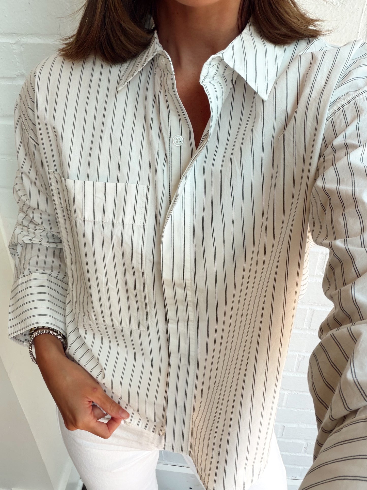 FAVORITE STRIPED BUTTON UP TOP