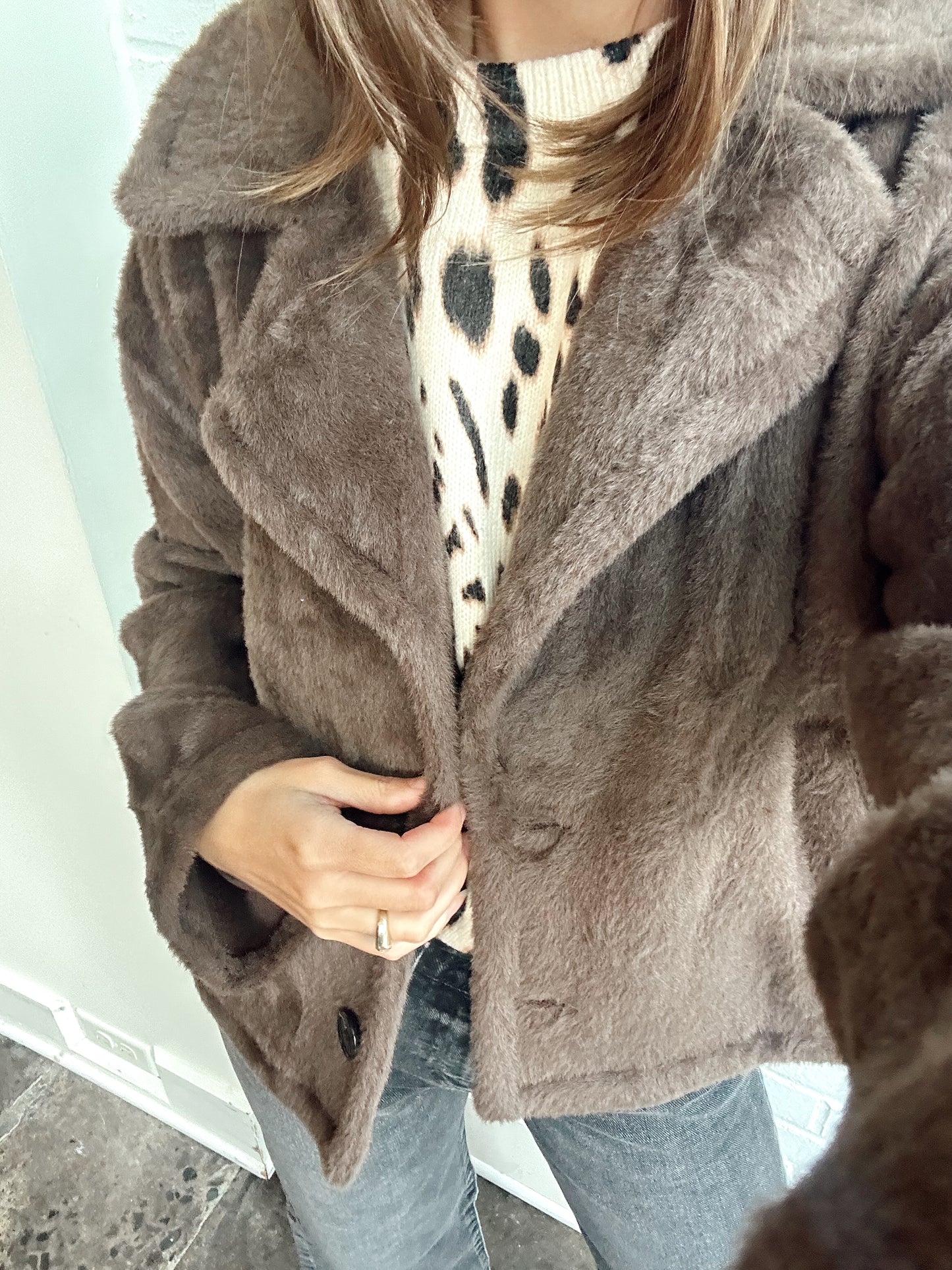 COLETTE FUR JACKET- CHOCO CHIP