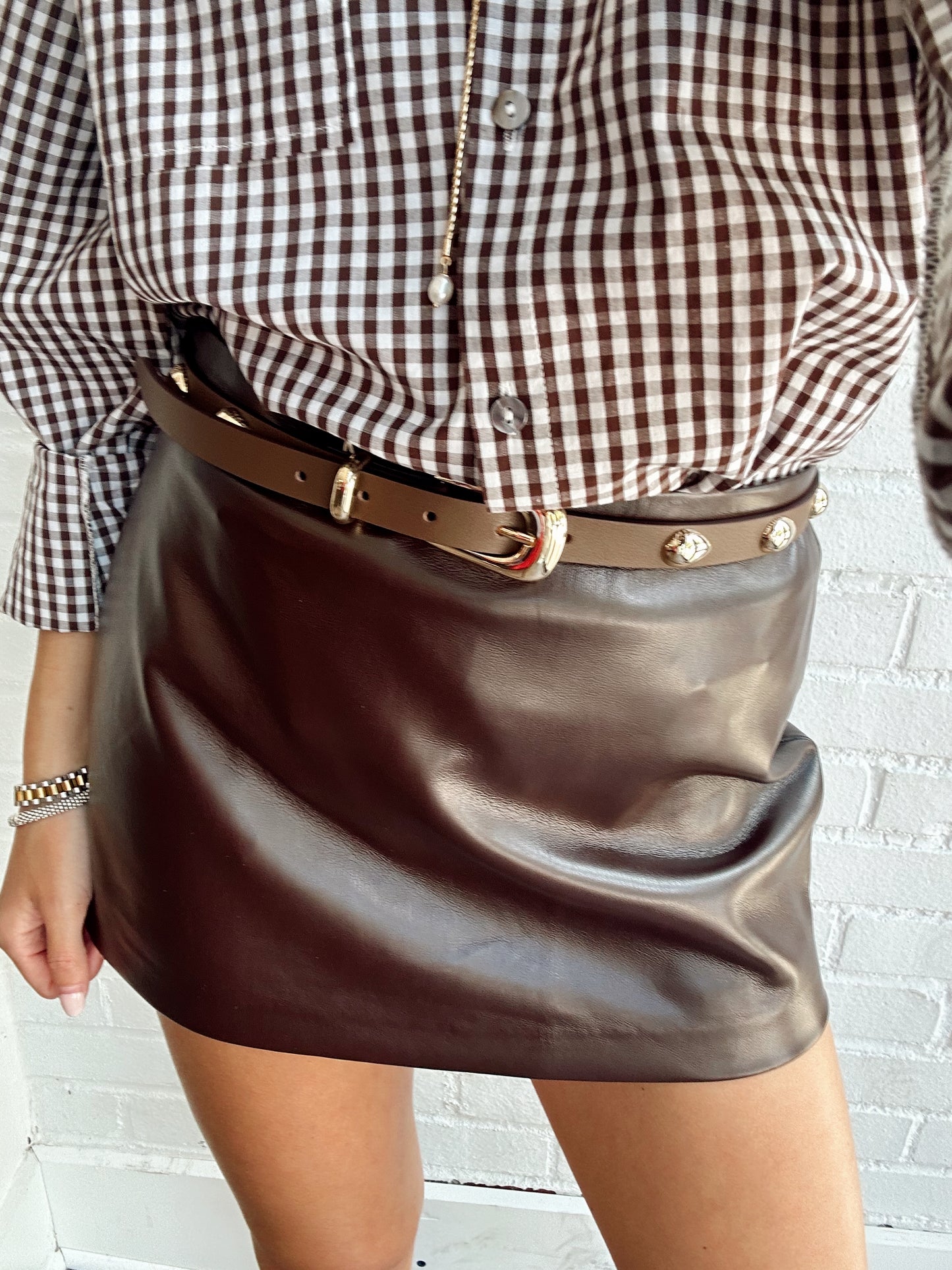 FAUX LEATHER SKORT