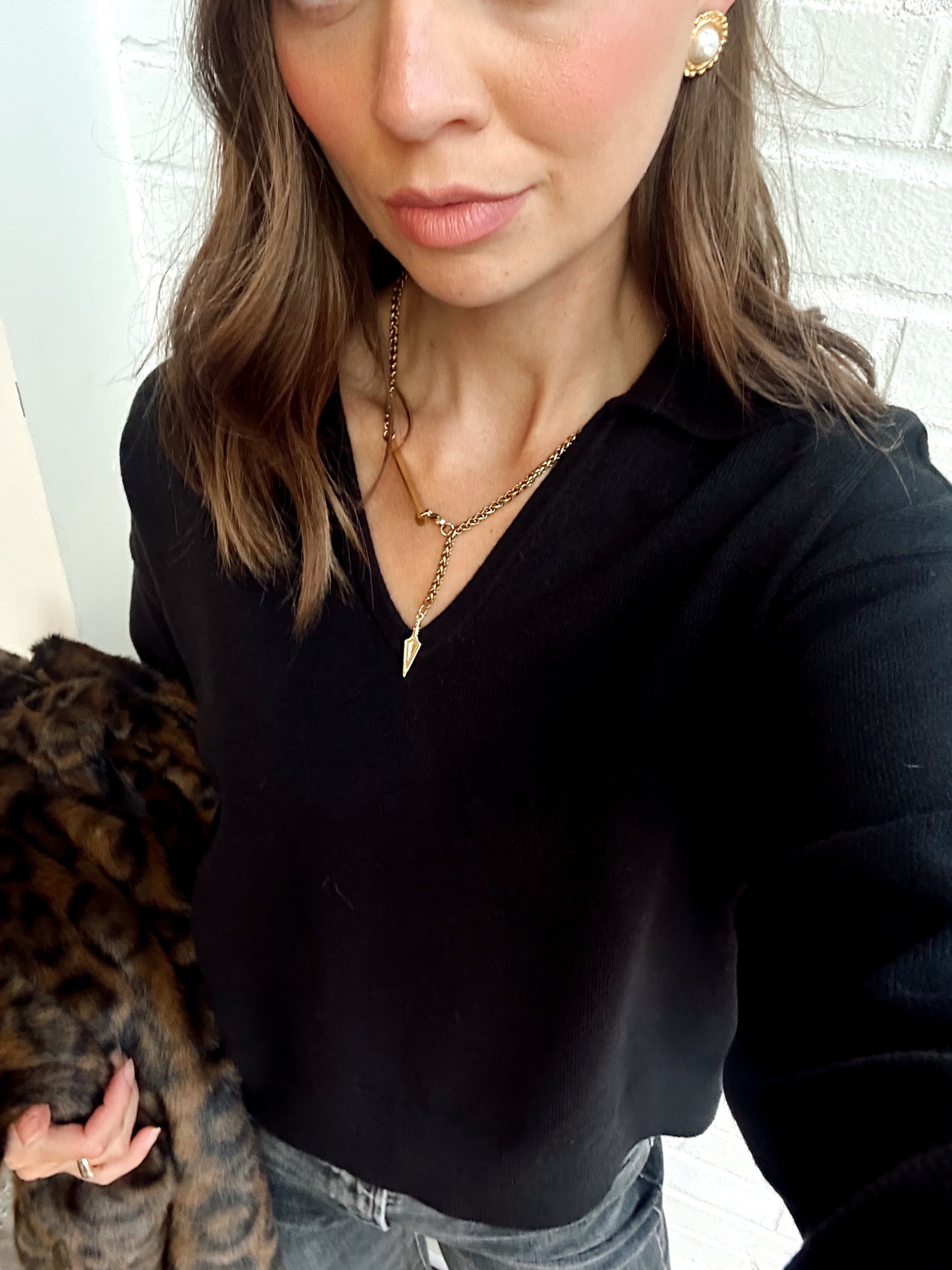 SLOANE KNIT COLLARED PULLOVER