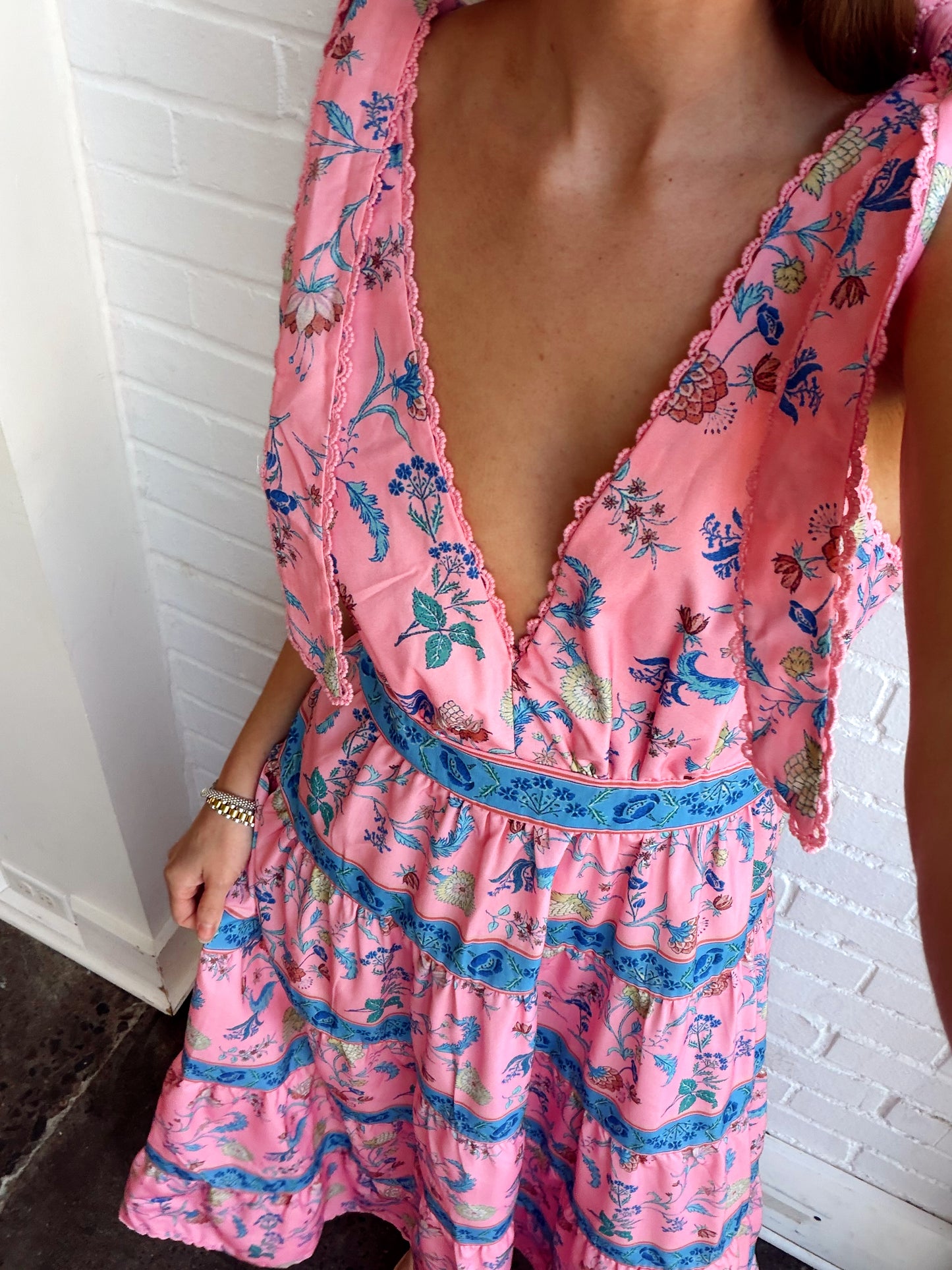 PRINTED TIERED MIDI DRESS
