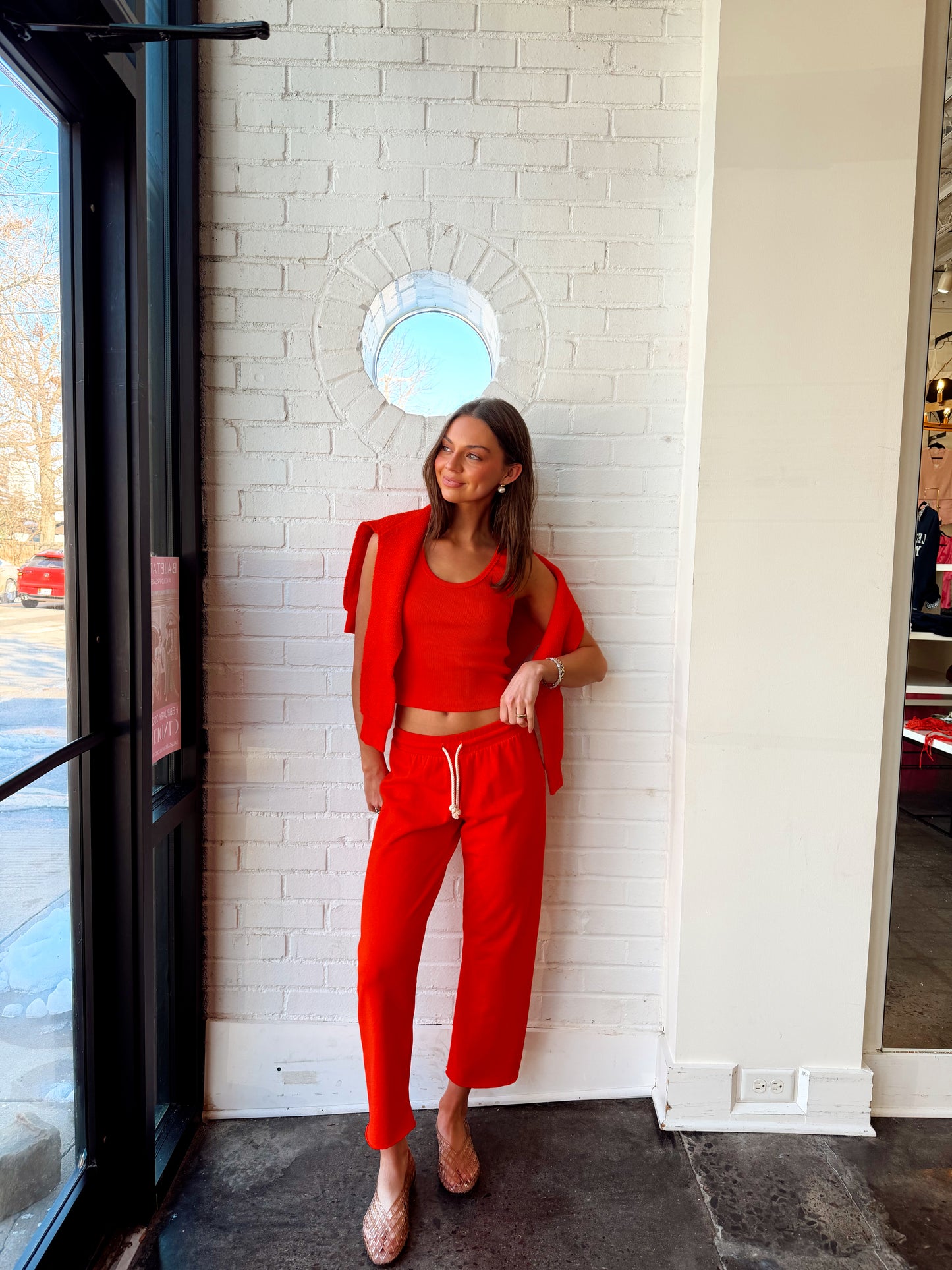 BLONDIE STRUCTURED RIB TANK- TOMATO