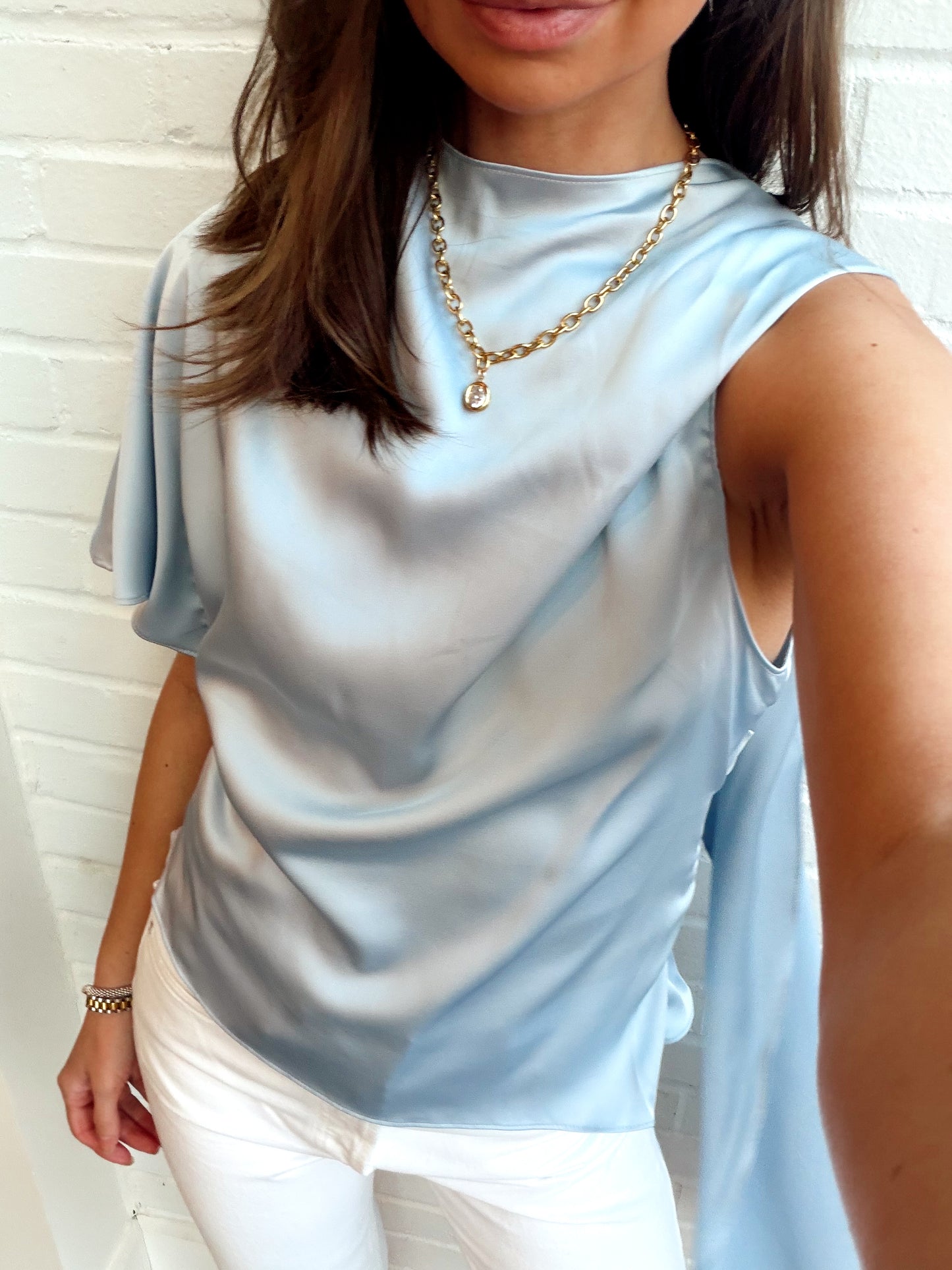 ONE SHOULDER ASYMMETRICAL SCARF TOP