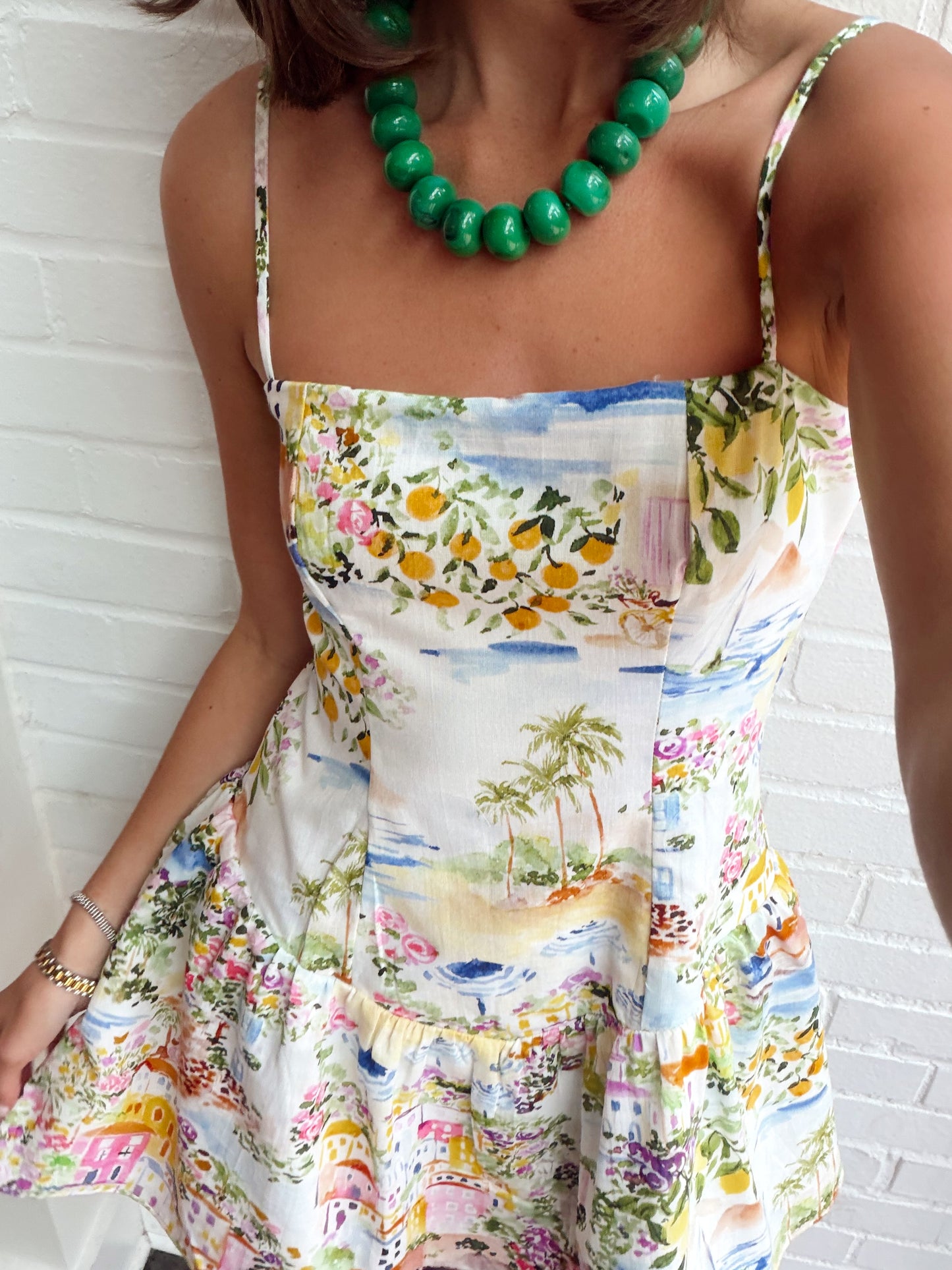 GABRIELLE PAINTERLY VACATION PRINT MINI DRESS
