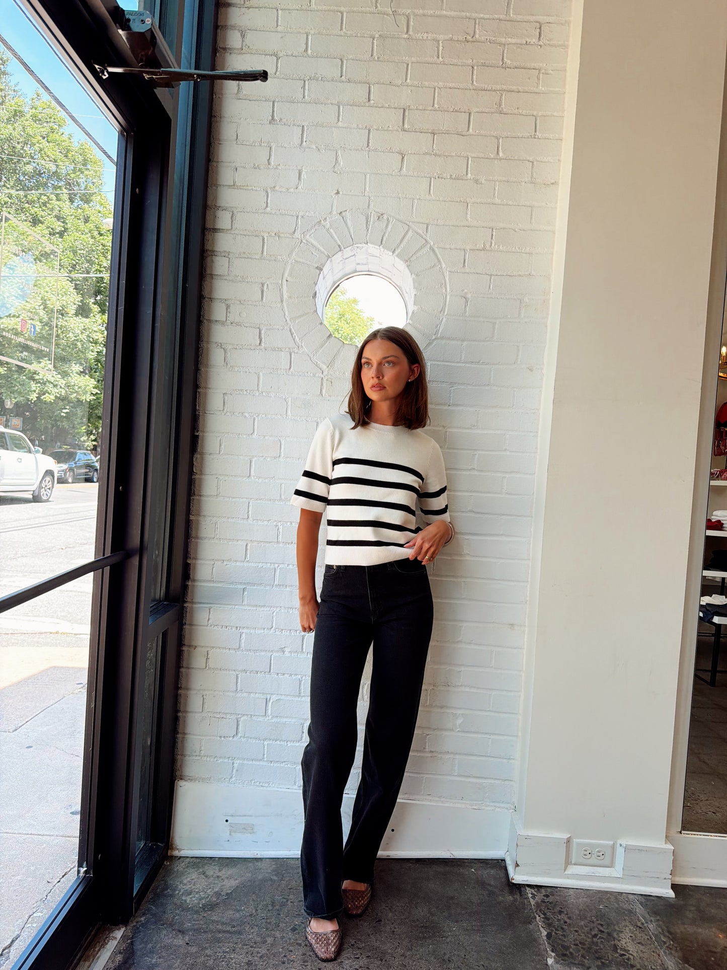 SLOANE KNIT SS STRIPE TOP