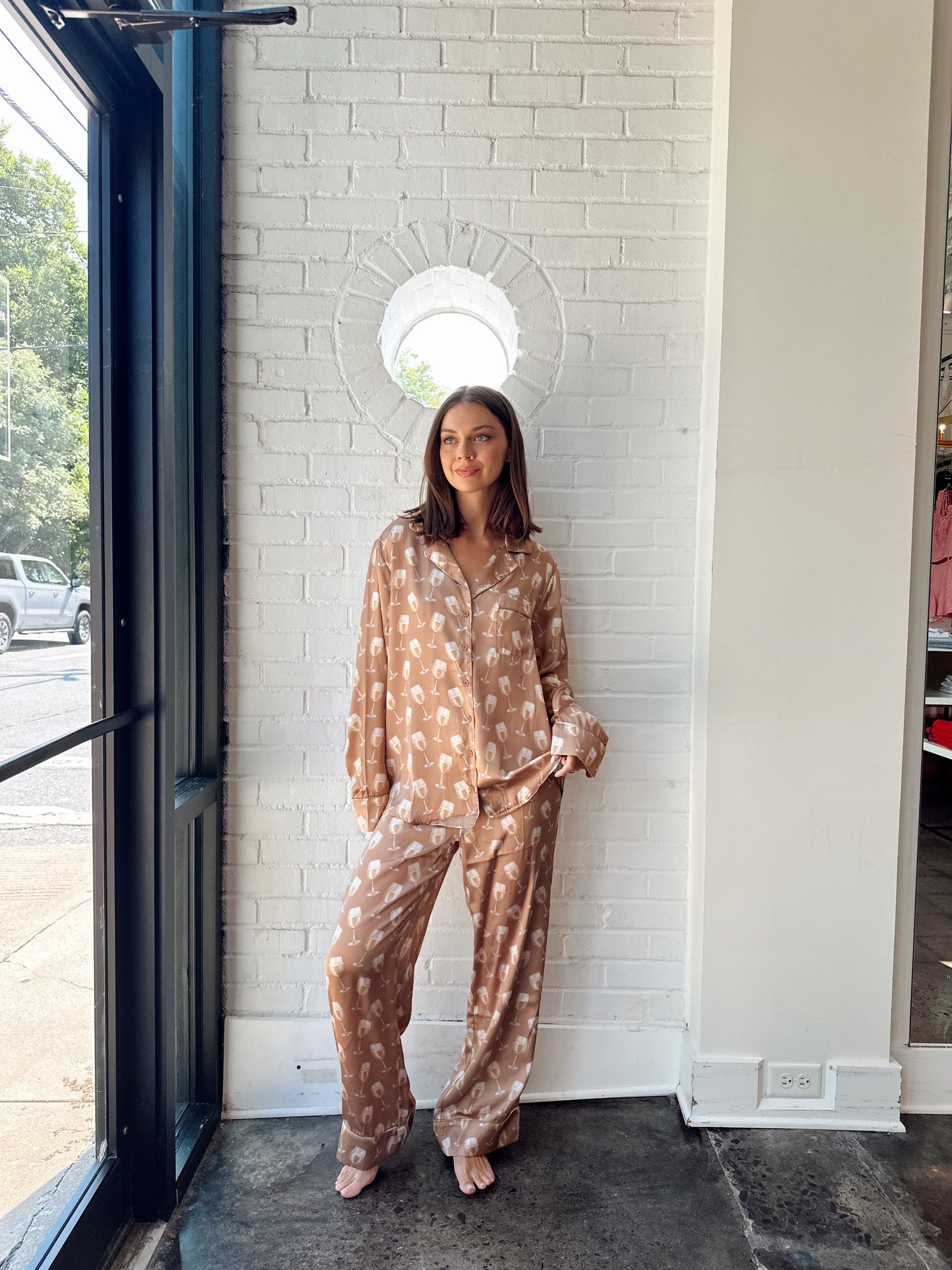 CLASSIC PJ SET- WINE SILKY