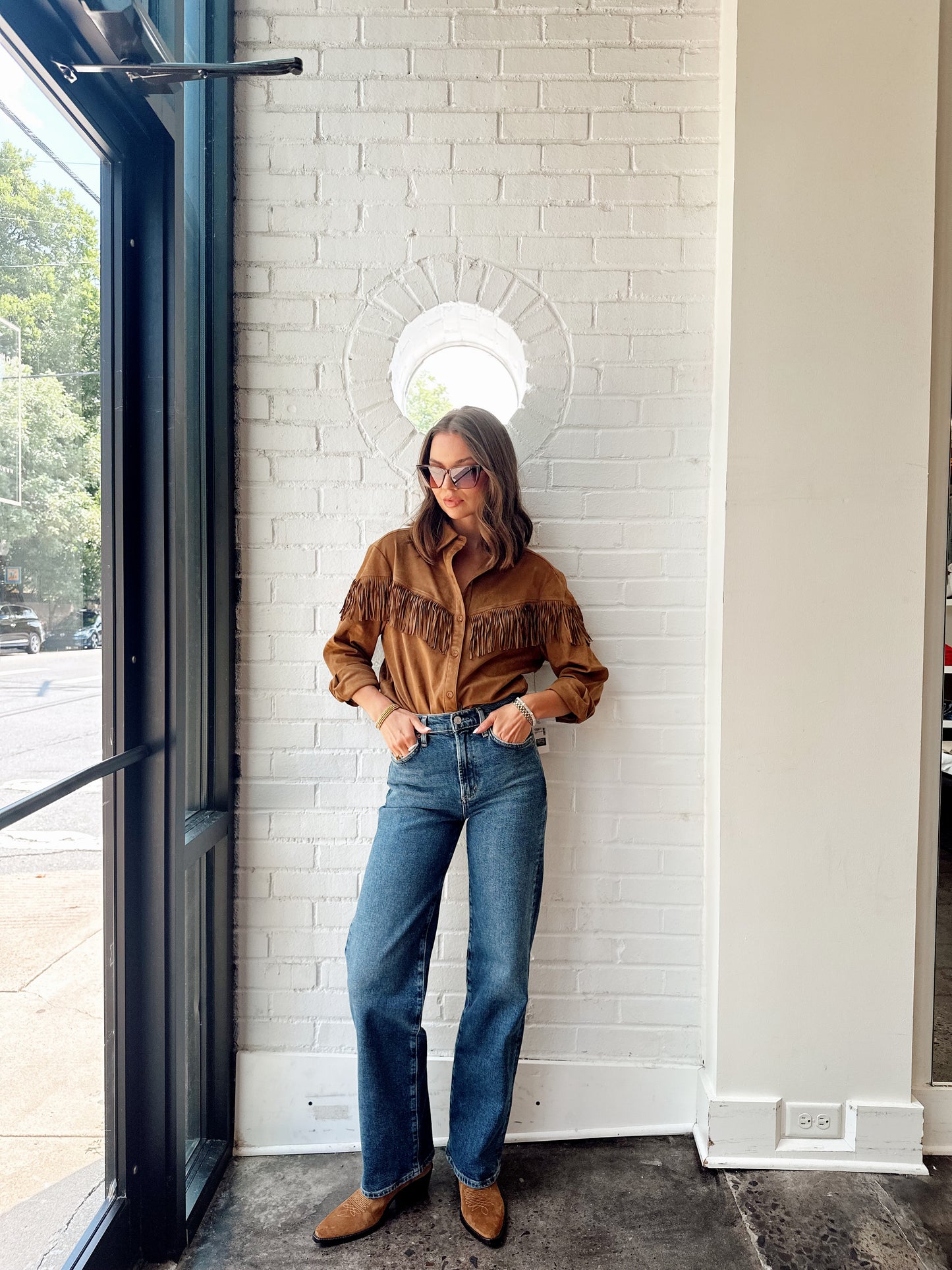 CLEA FAUX SUEDE TOP