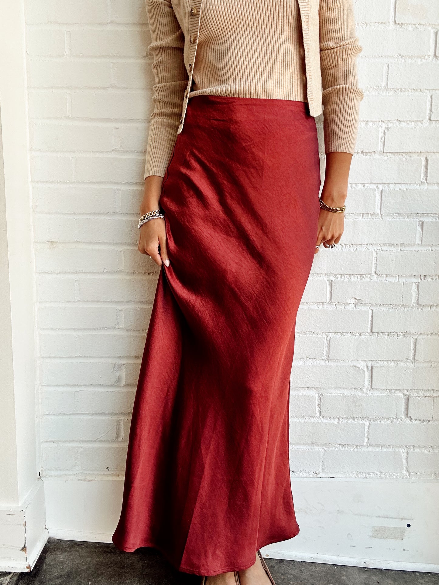SATIN BIAS MAXI SKIRT