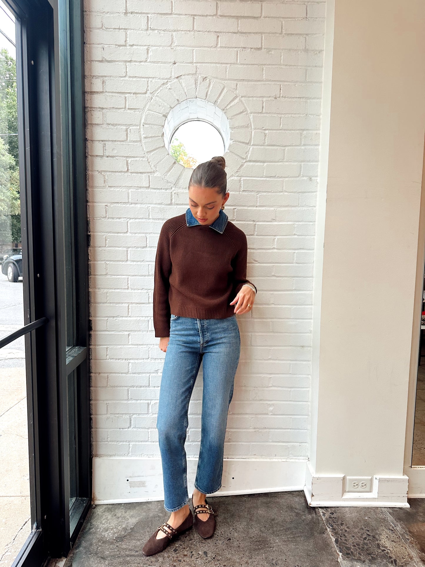 DASH DENIM COLLAR PULLOVER