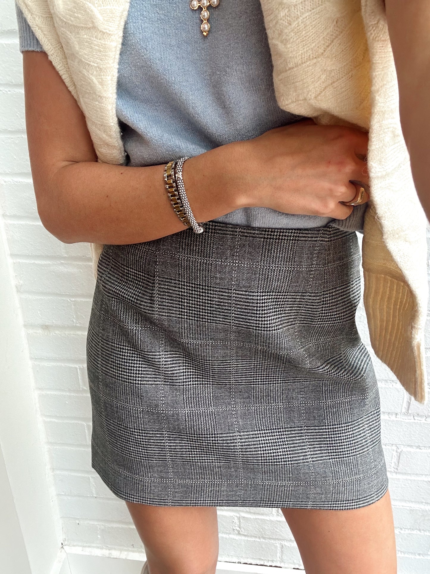 OWEN PLAID SUITING MINI SKIRT