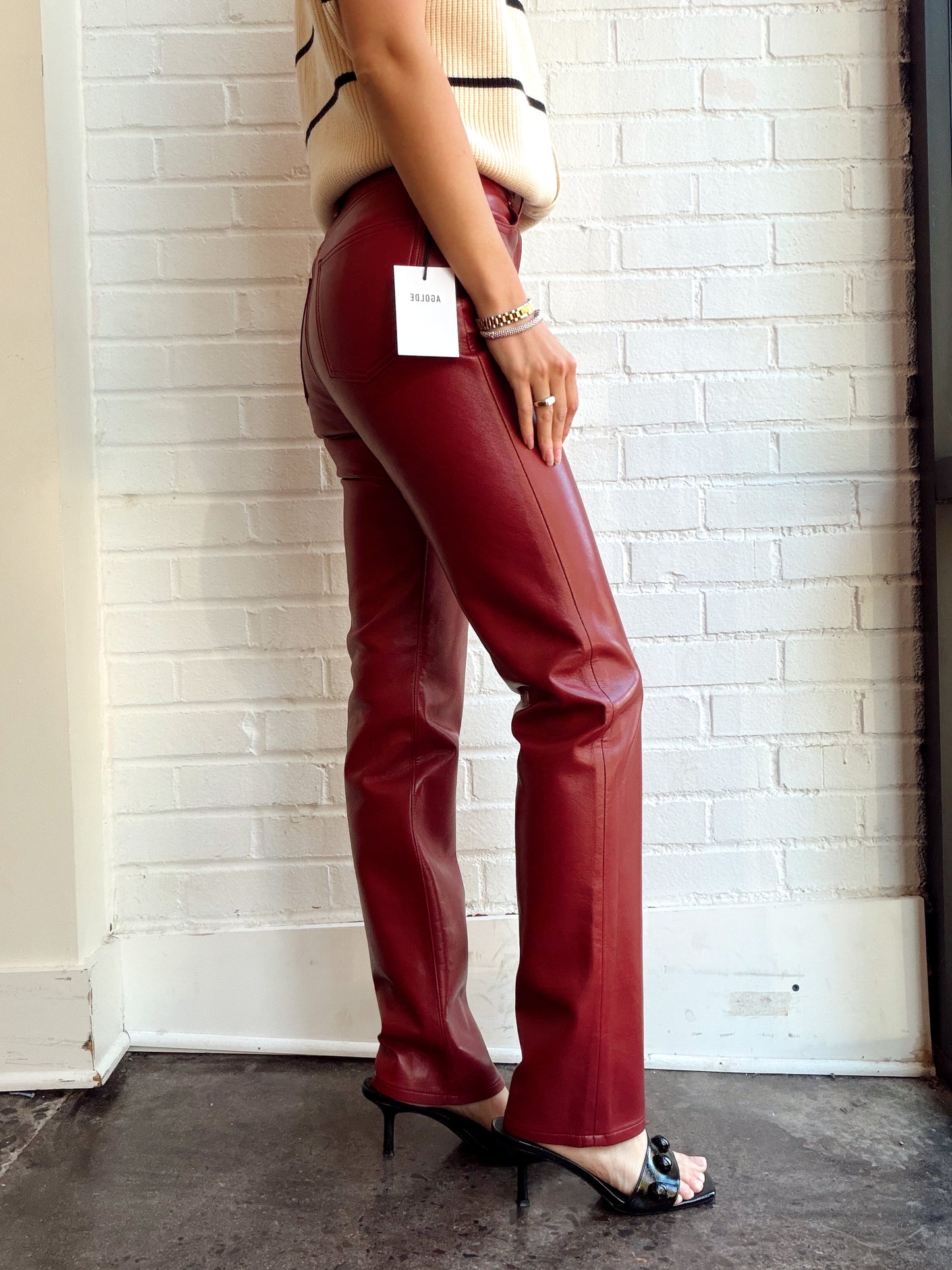 90s PINCH WAIST LONG IN LEATHER