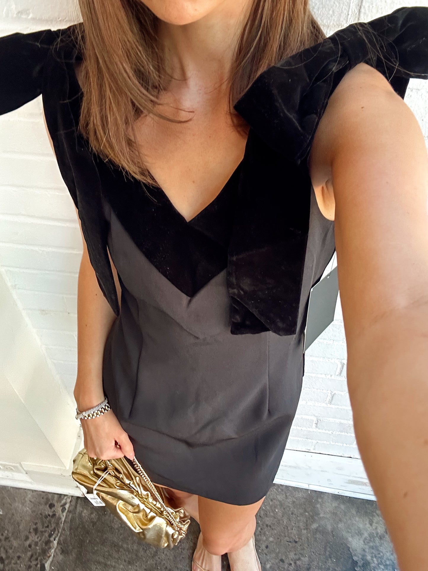 VELVET DETAIL MINI DRESS