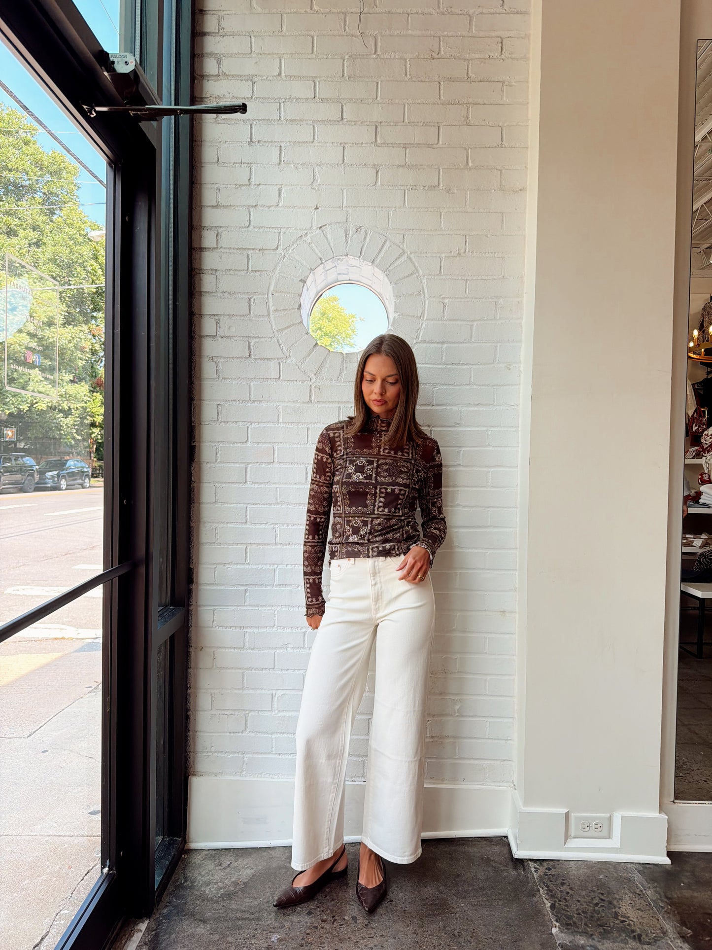 WREN SHEER BANDANA PRINT TURTLENECK