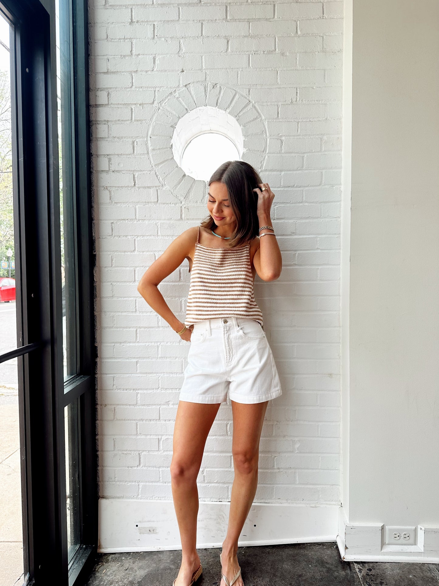 SAIGE HIGHRISE A-LINE SHORT- POLISHED WHITE