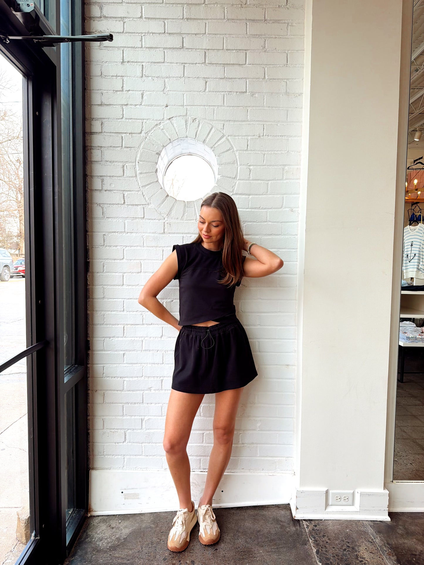 COTTON SHORT SLEEVE OVERLAP TOP