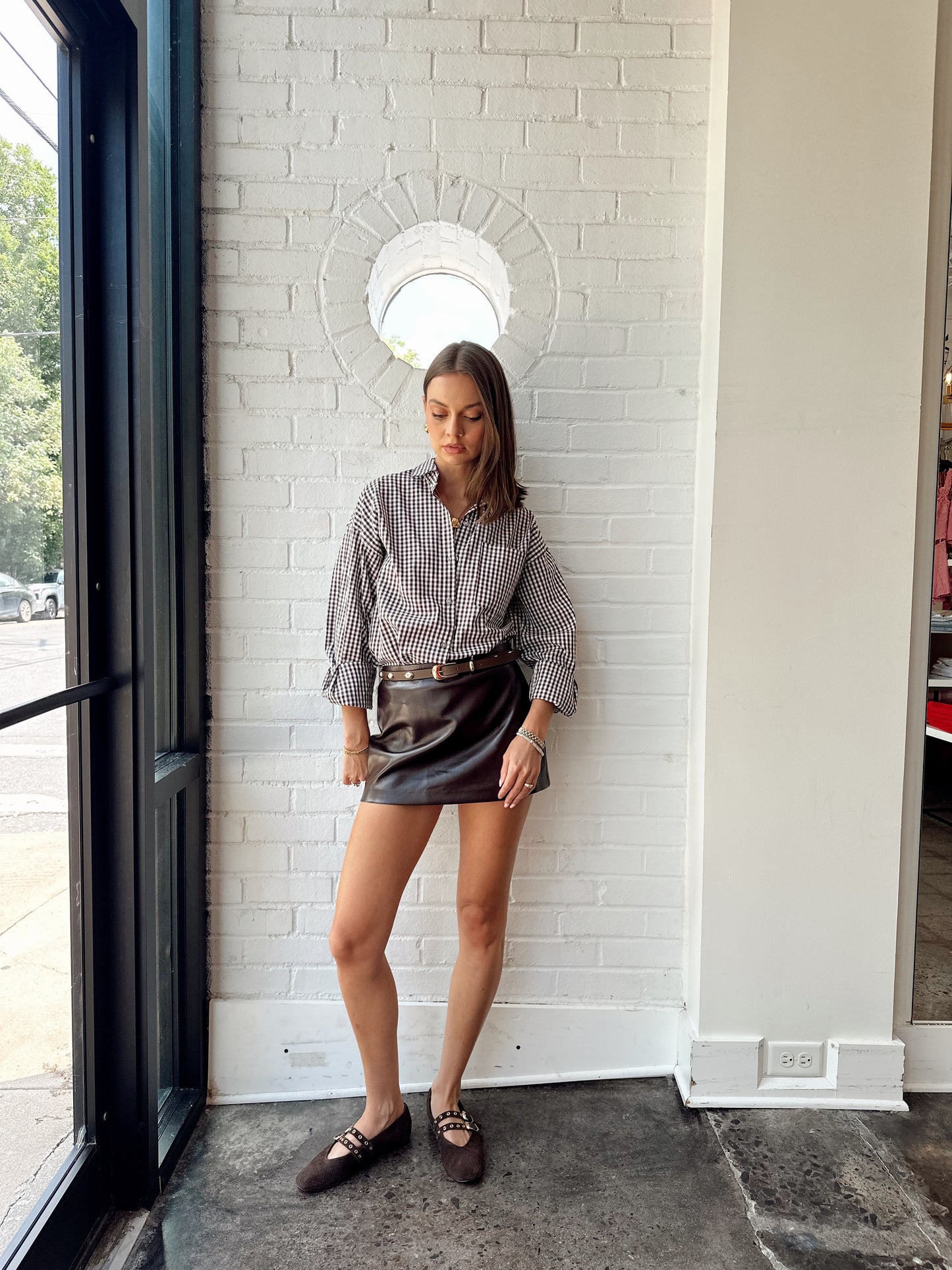 FAUX LEATHER SKORT