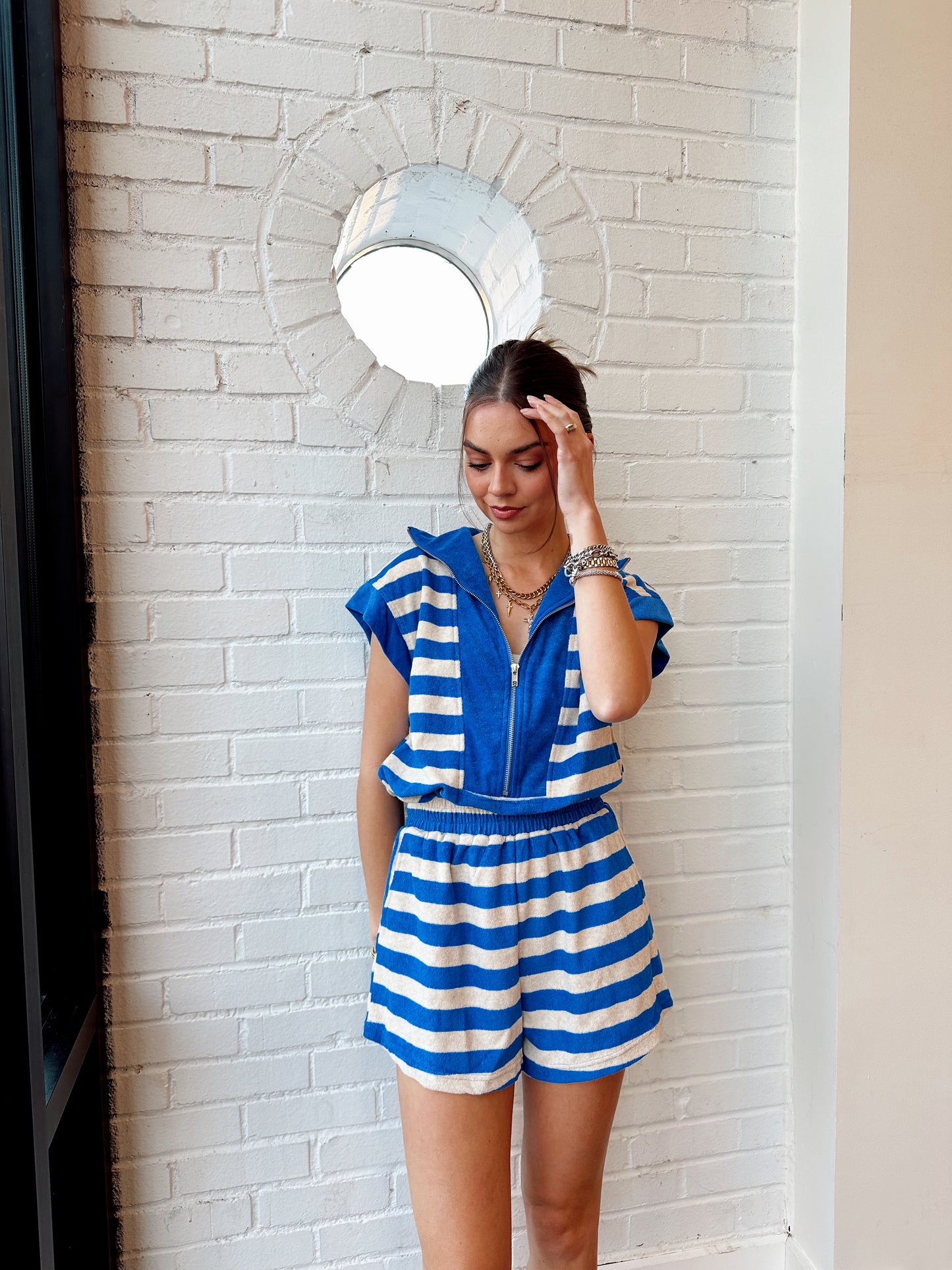 STRIPED SLEEVELESS ROMPER