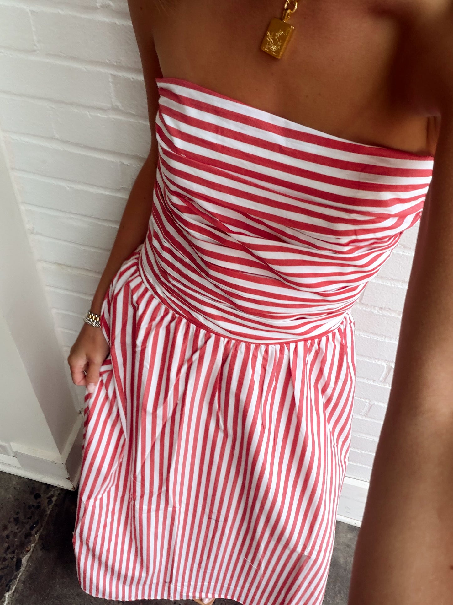 STRIPED TUBE MIDI DRESS