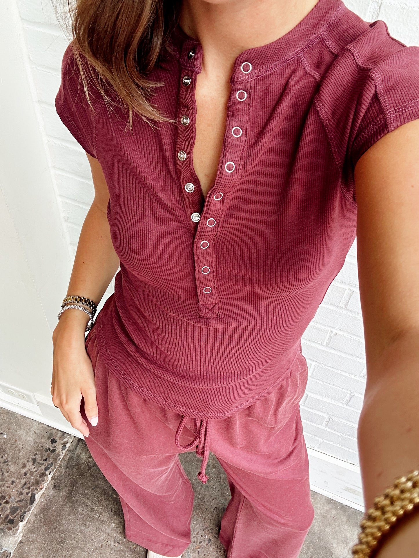 KNIT TEE + WIDE LEG PANT SET