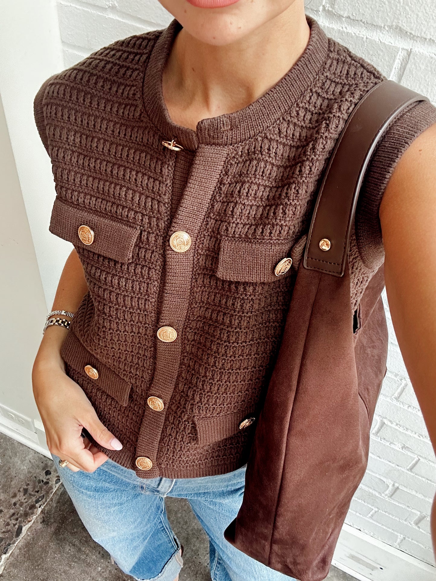 SELENA BUTTON KNIT TOP