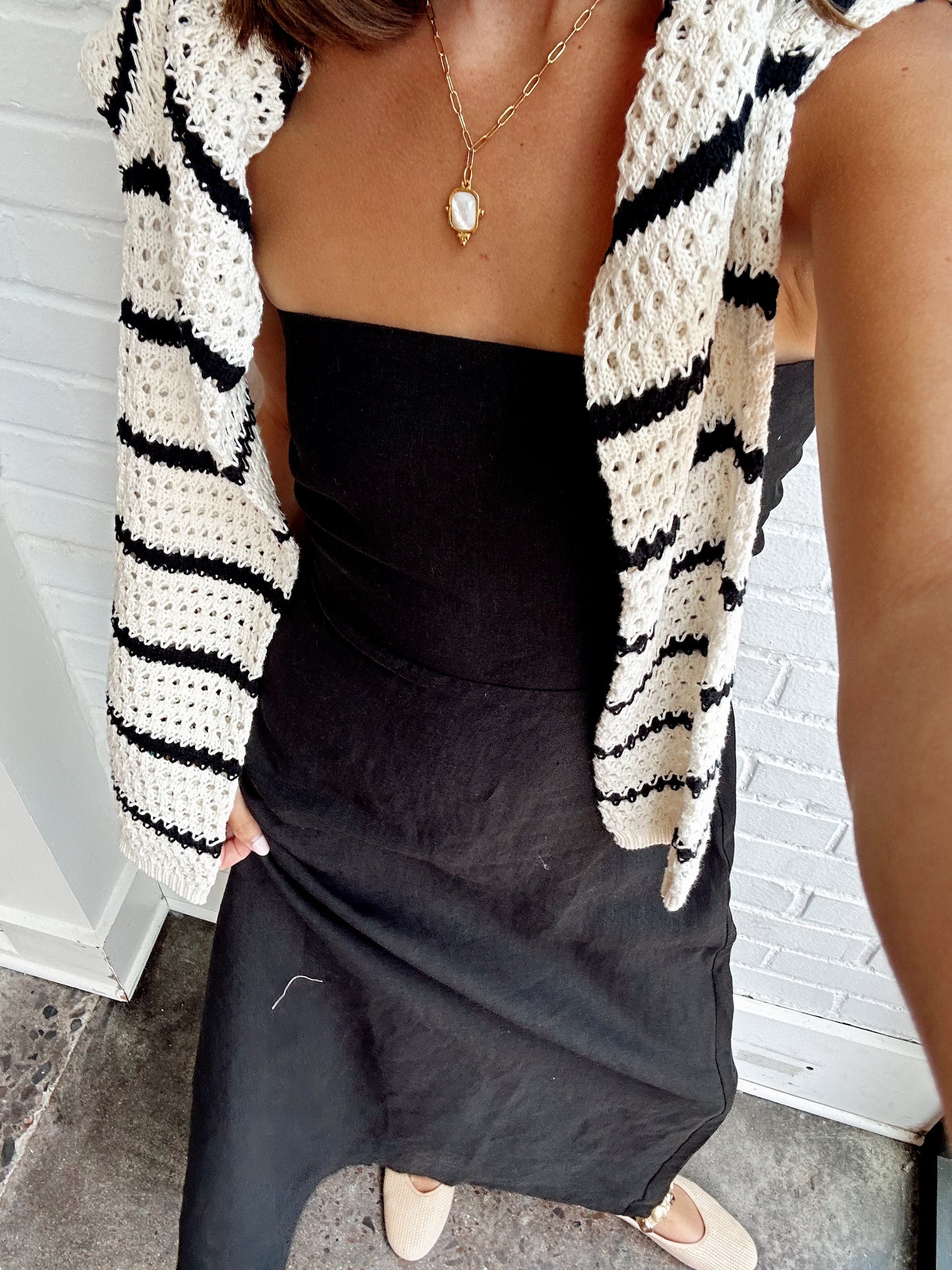 AMBER STRAPLESS LINEN DRESS