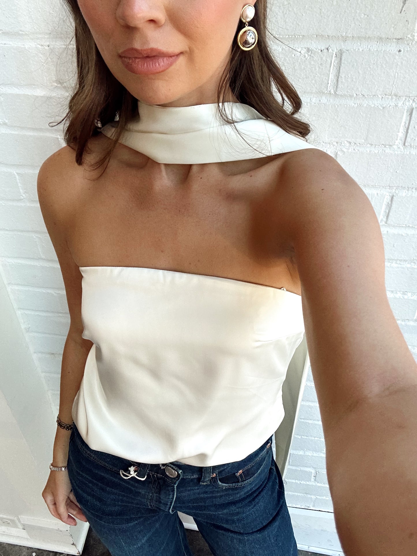 HAILEY SATIN SCARF TOP
