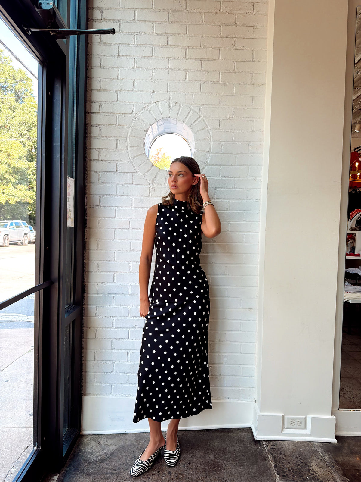 ENNIS POLKA DOT SLEEVELESS BOW TOP