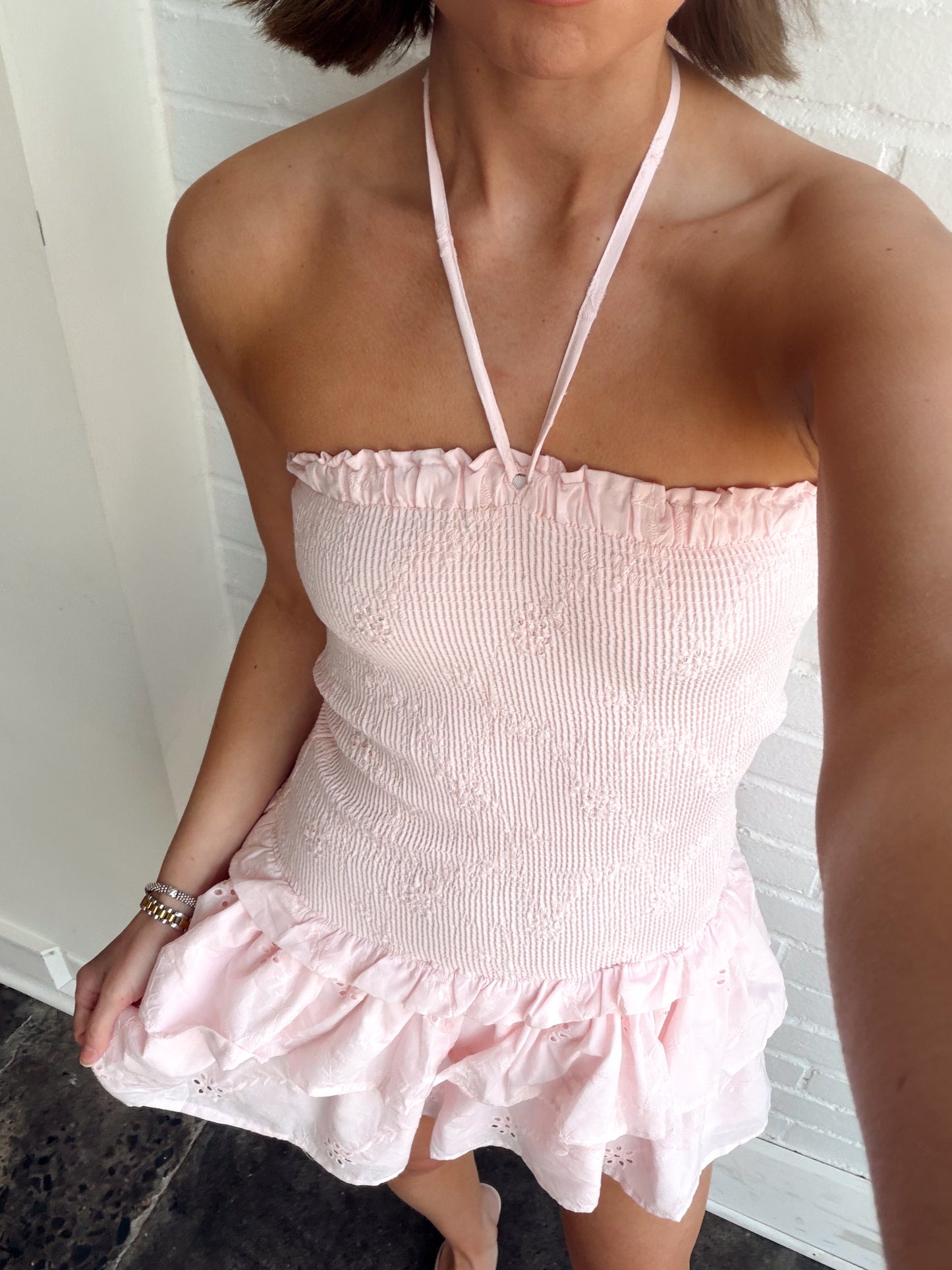 CHARLEE STRAPLESS MOCKED RUFFLE MINI