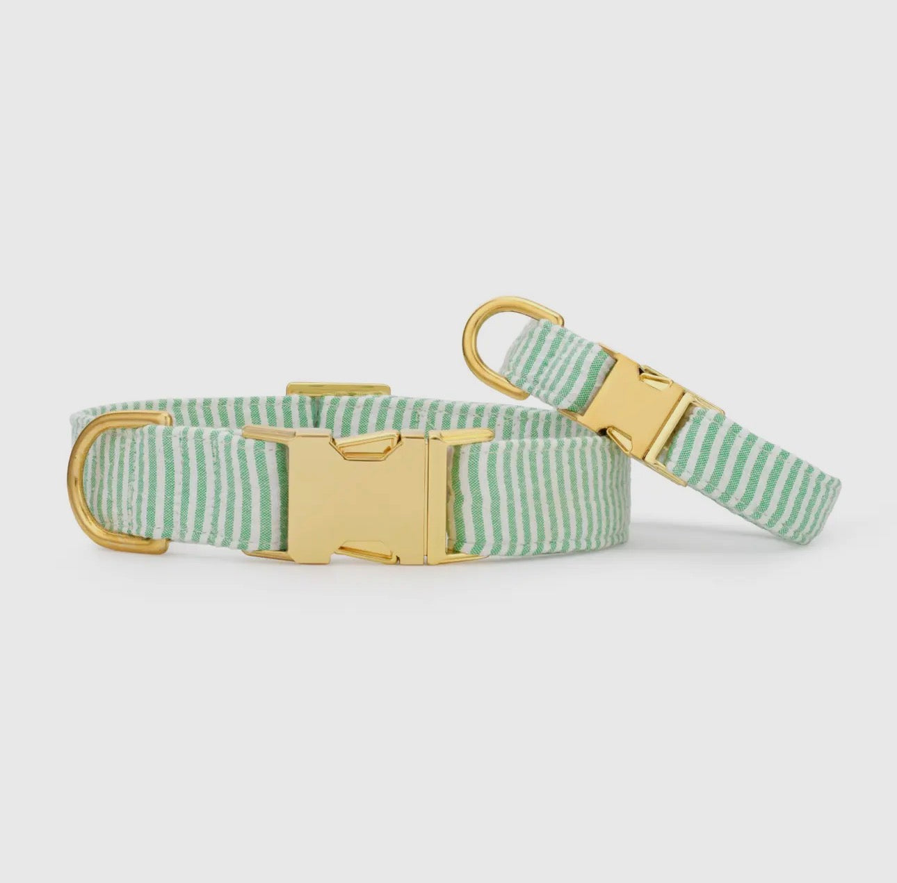 GREEN SEERSUCKER DOG COLLAR
