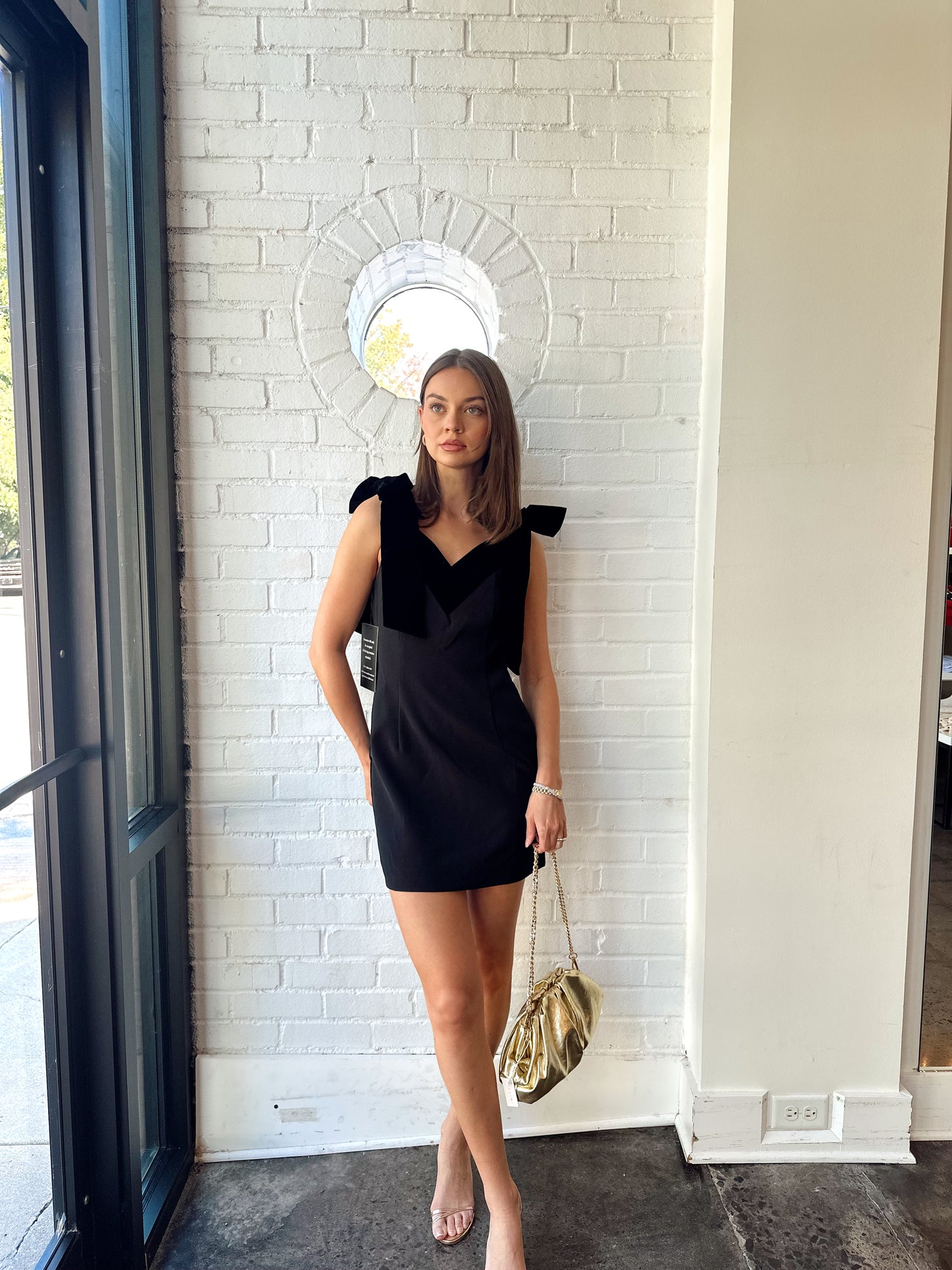 VELVET DETAIL MINI DRESS