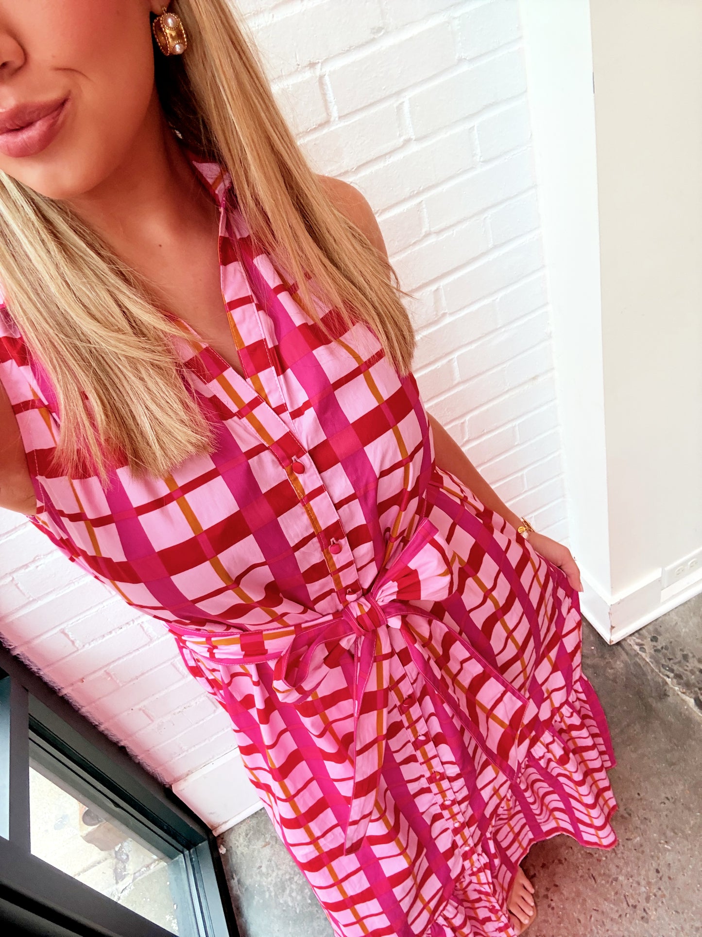 DARVY CHECKER COLLARED MAXI