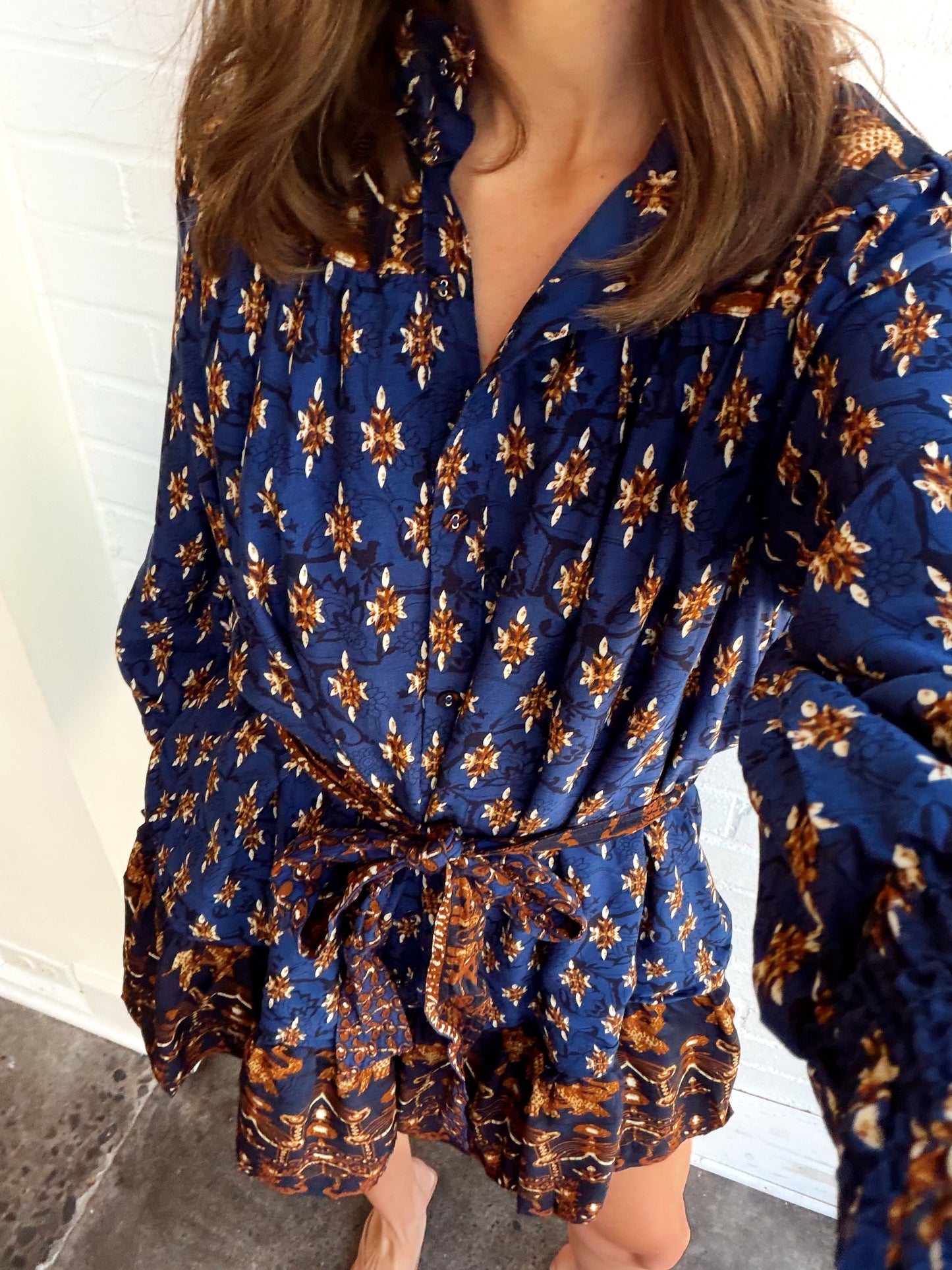 HIGH NECK MINI RUFFLE DRESS