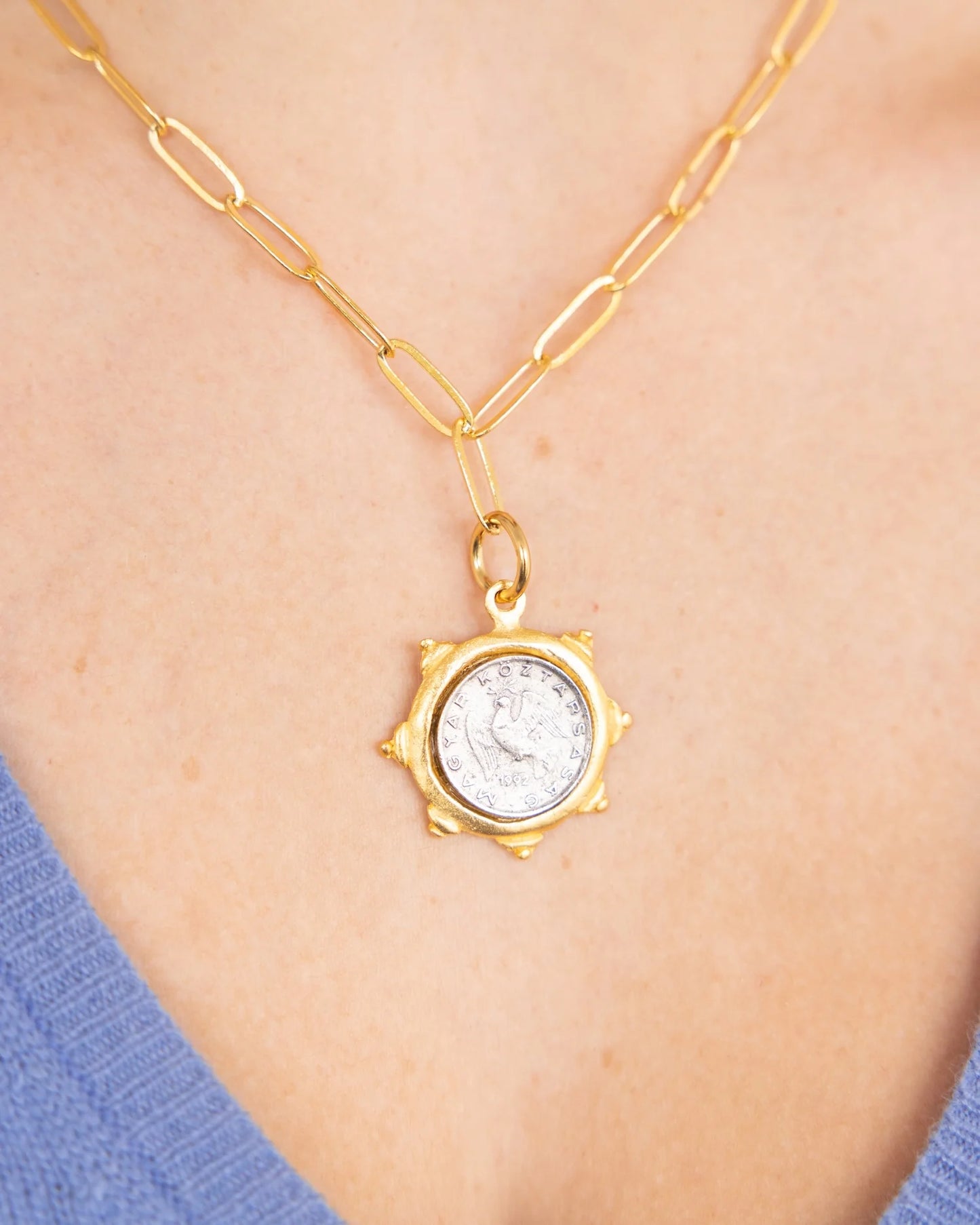 DOVE COIN PAPERCLIP NECKLACE