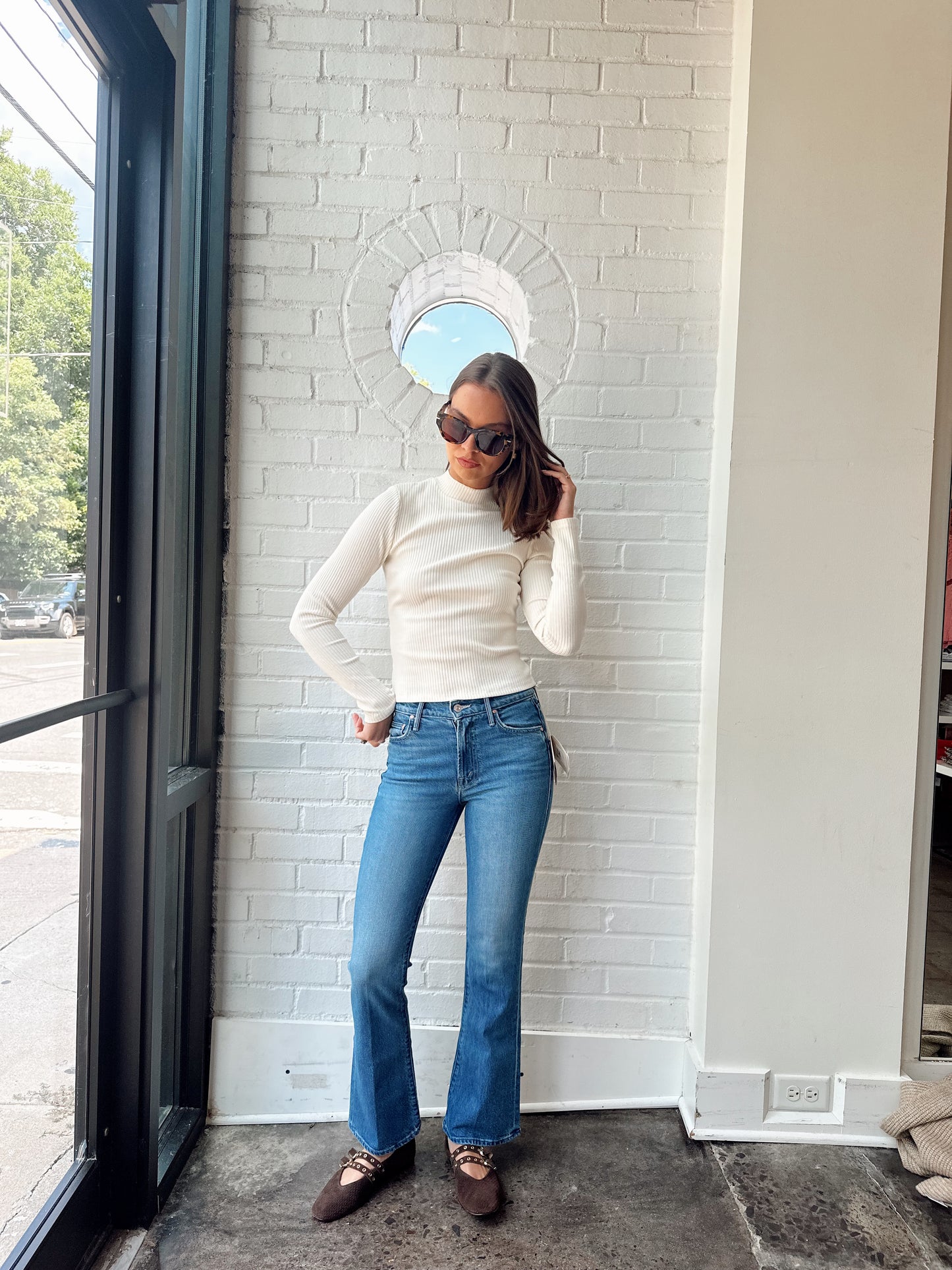 ELSEWHERE MOCK NECK LONG SLEEVE KNIT TOP