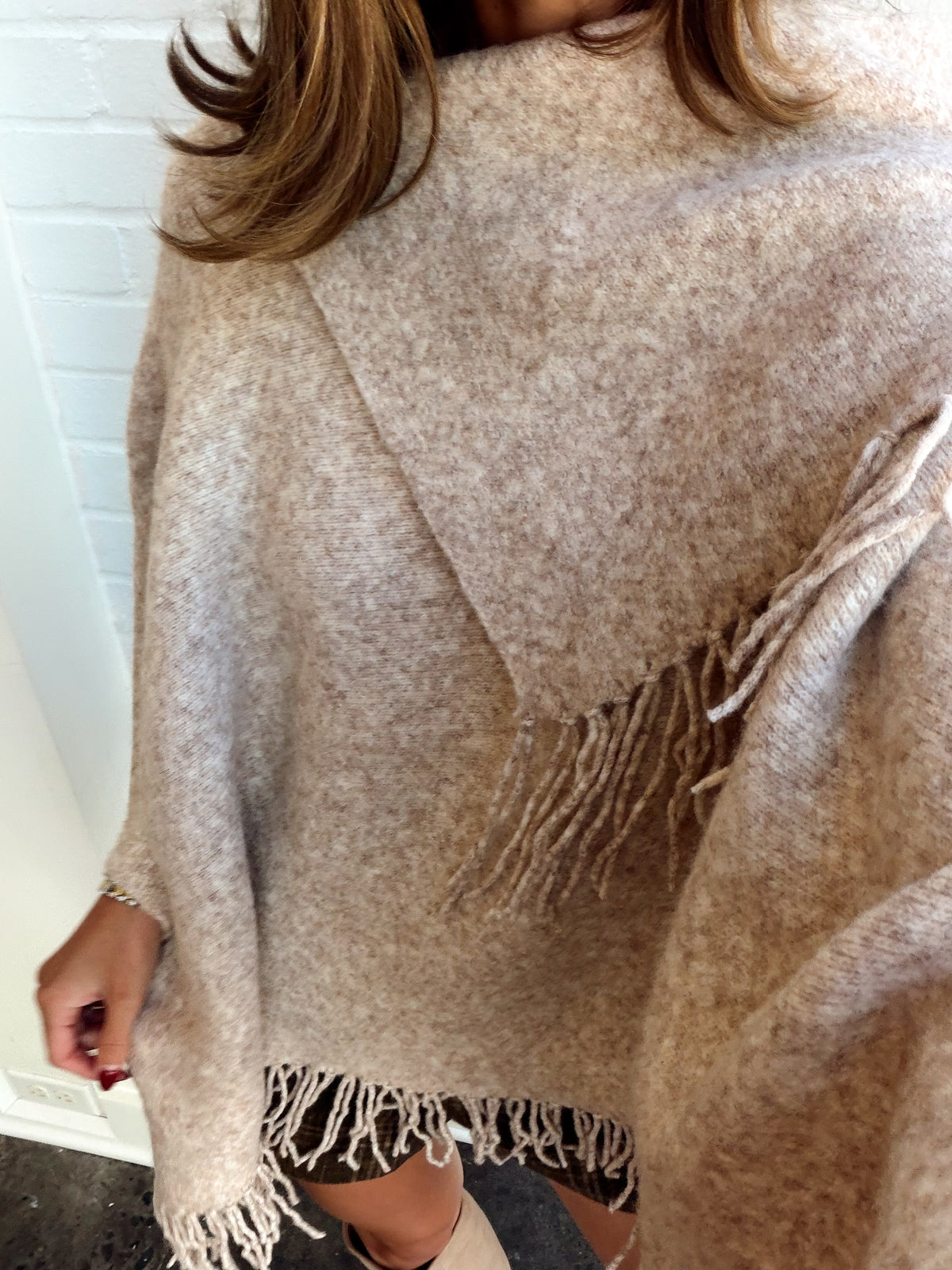 MABEL FRINGE KNIT PONCHO