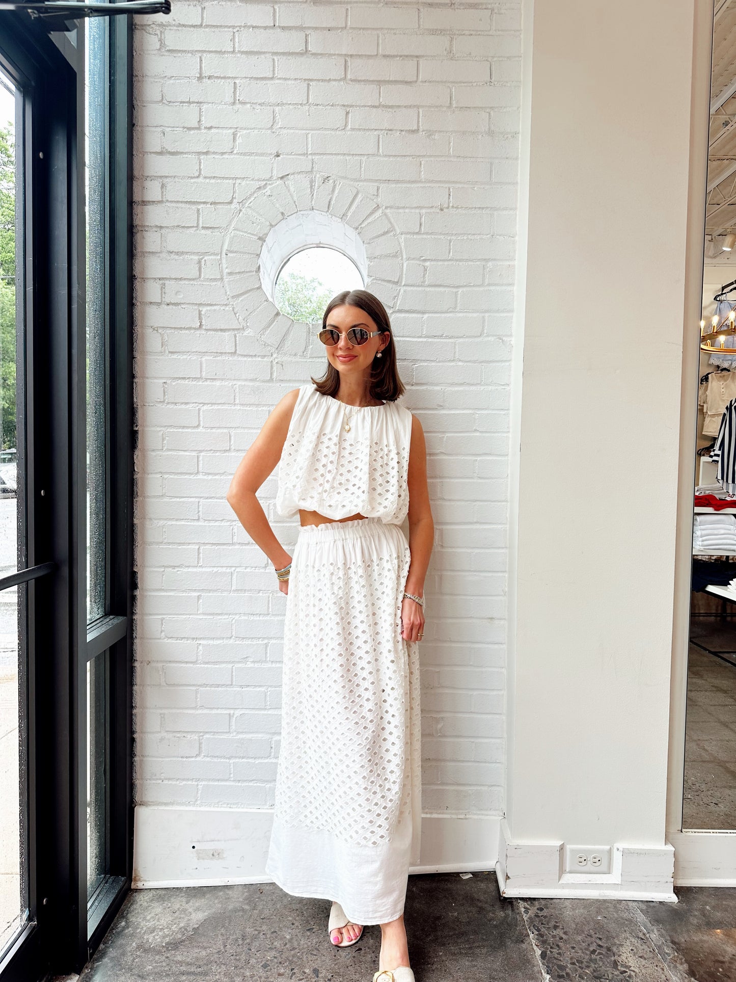 EYELET MAXI SKIRT