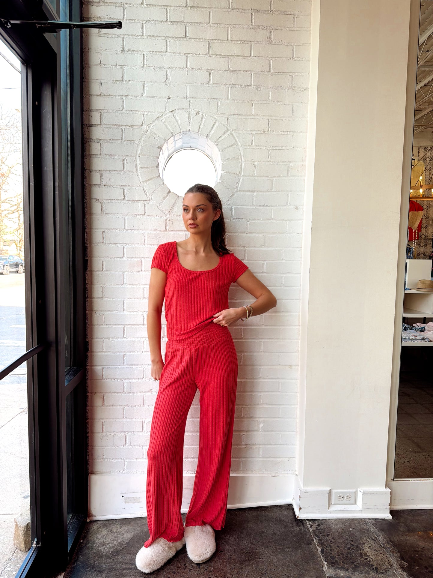 DAWN SMOCKED RIB PANT